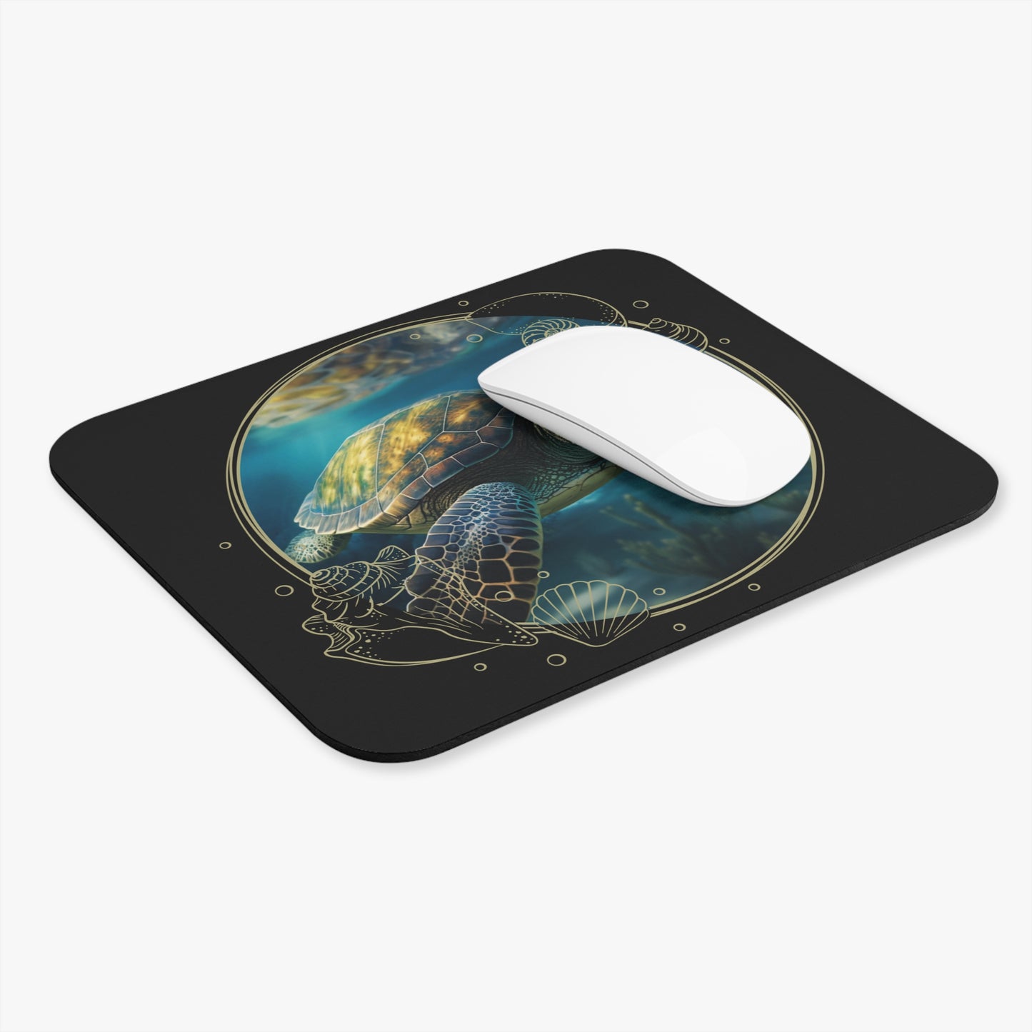 🖱️🐢 Sea Turtle Porthole Mouse Pad – Nautical Ocean-View Desk Art