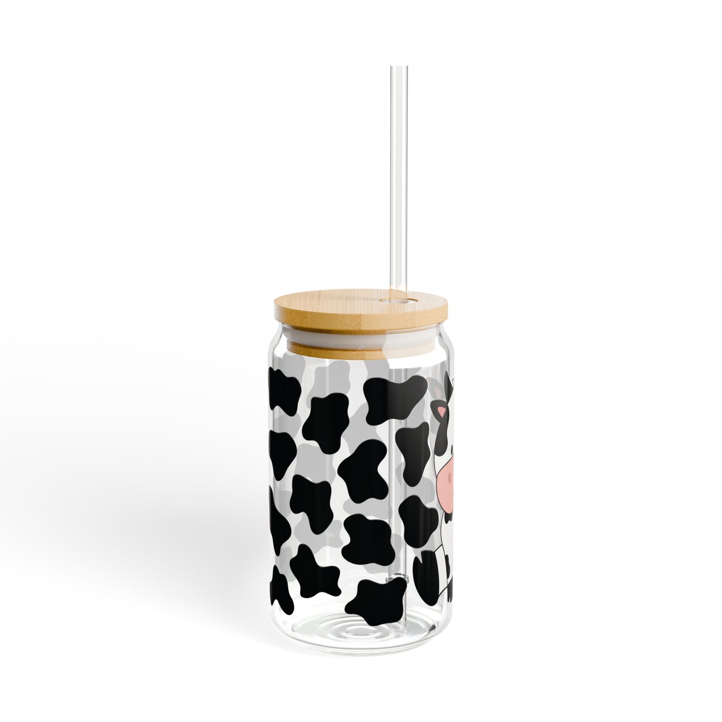 🐮 Moo-velous Cow Print Sipper Glass – Farm Fresh Fun in Every Sip 🥤