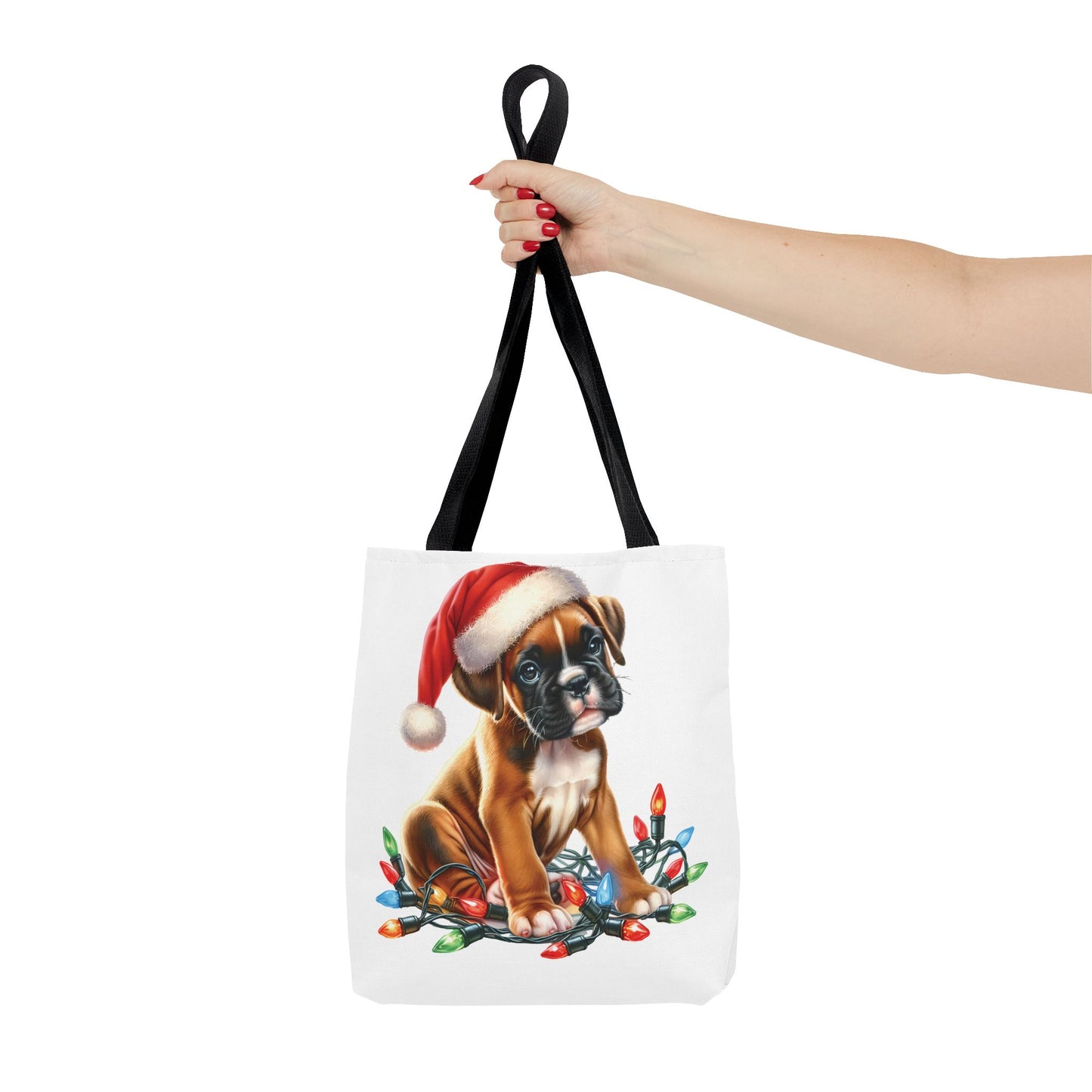 👜 Boxer Christmas Lights Tote Bag – Festive Charm for Dog Lovers 🎄