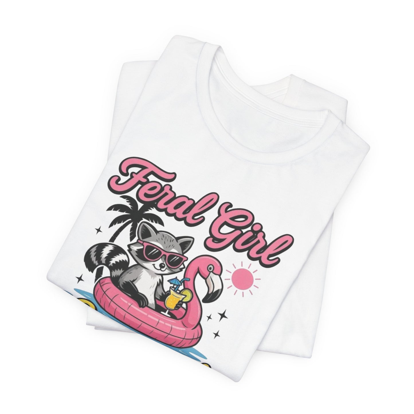 Camiseta de verano para chica salvaje: Mapache divertido con vuelo | Camiseta de verano para mujer