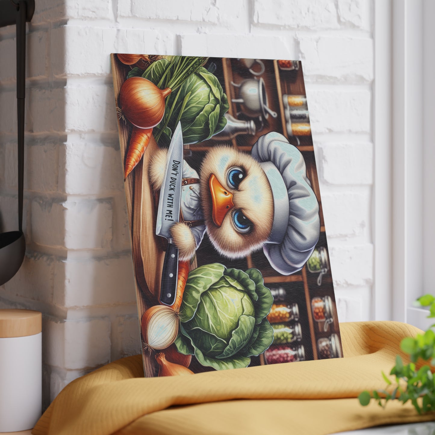 Don’t Duck With Me Glass Cutting Board – Funny Duck Chef Kitchen Art Display
