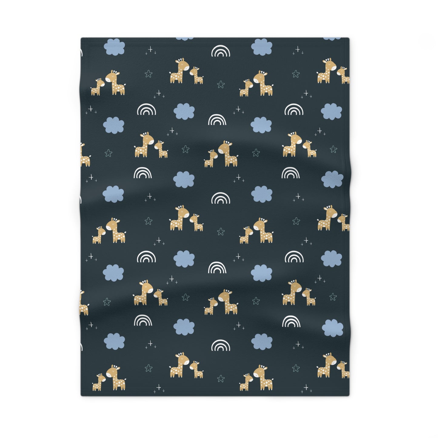 Midnight Giraffe & Rainbows Baby Blanket – Ultra-Soft Fleece 30″×40″ | Navy Nursery Cozy