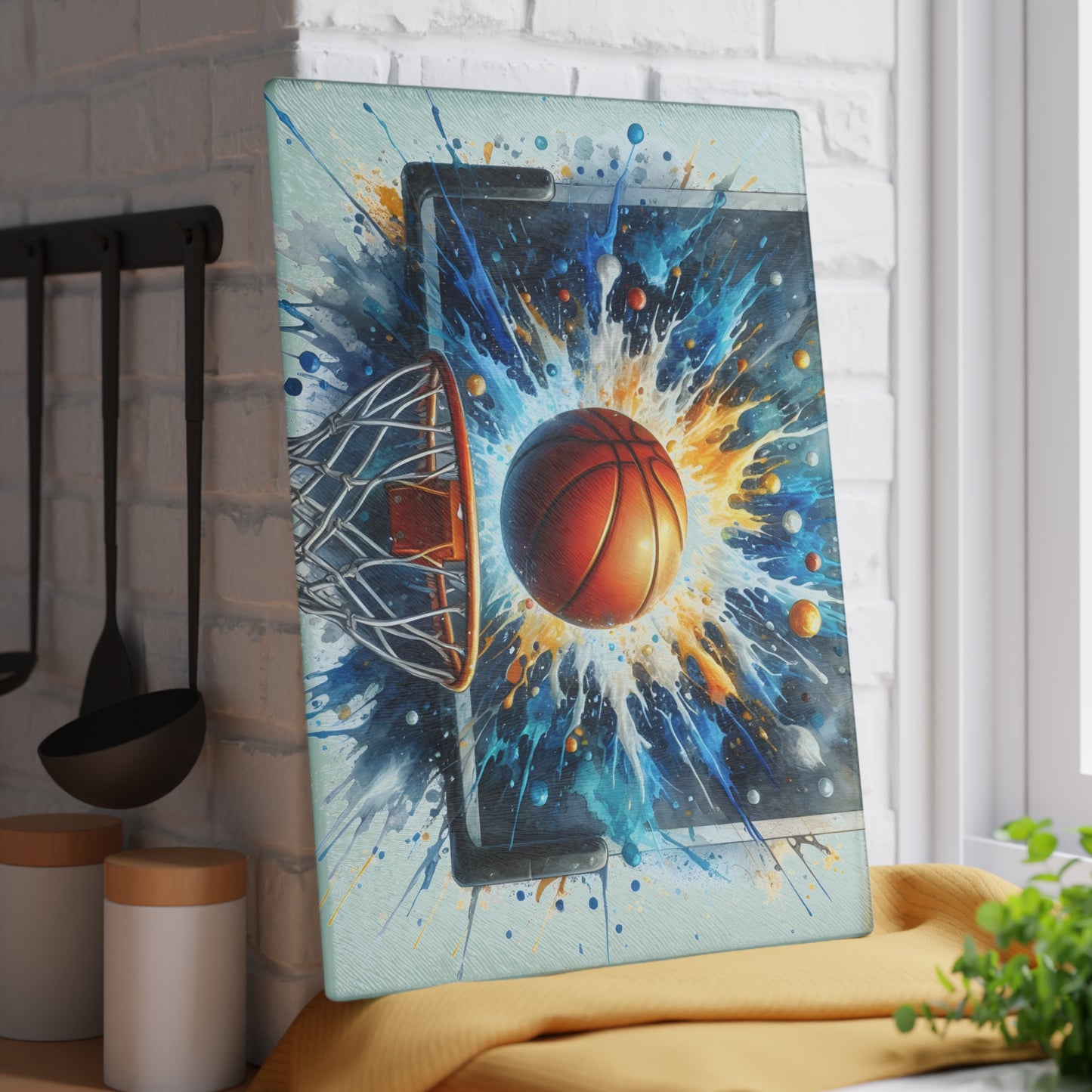 🏀 Basketball Splash Art Cutting Board – Slam Dunk Style for Your Kitchen 🎨
