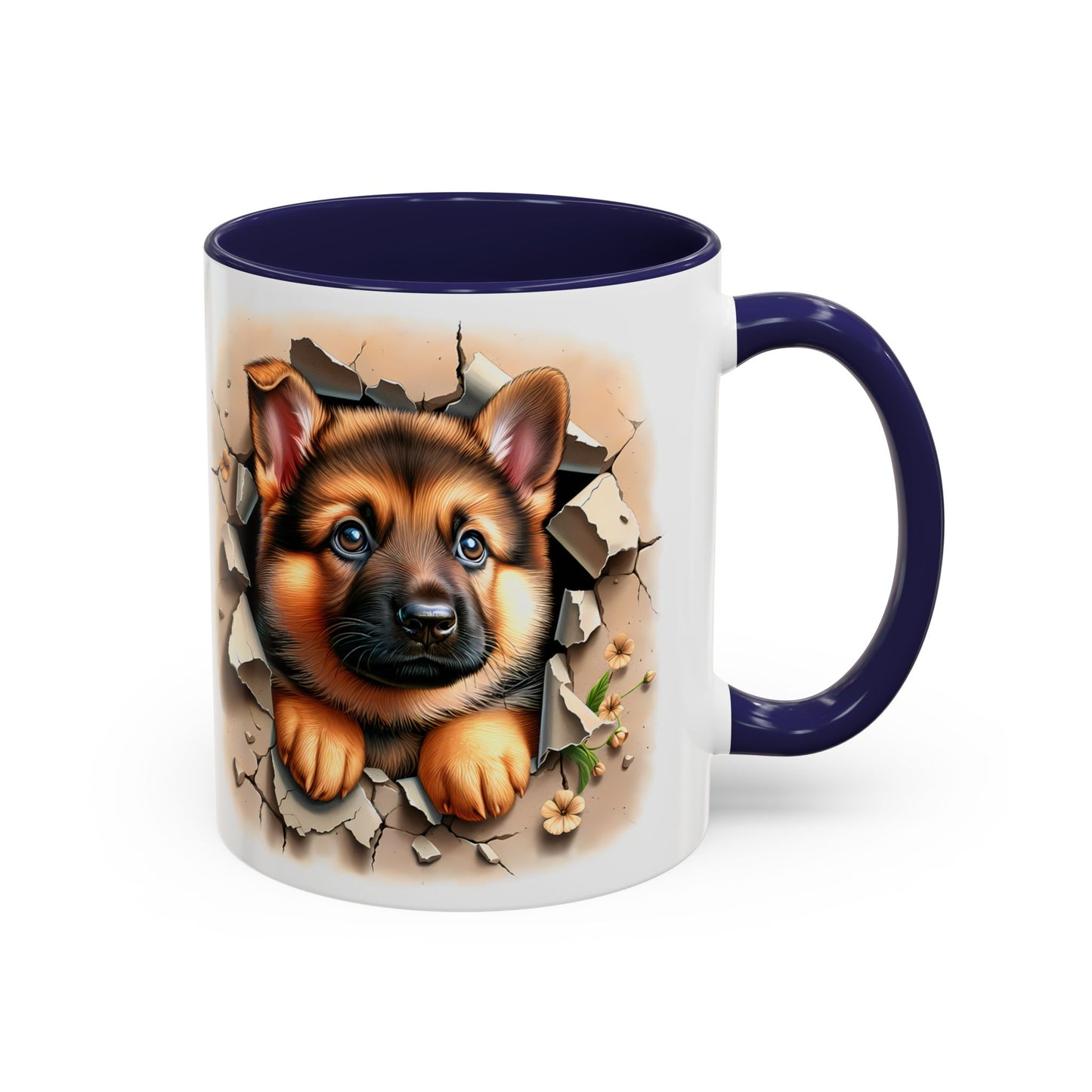 🐾☕ German Shepherd Puppy Peek Accent Mug – Loyal Pup Lover Gift ✨🖤