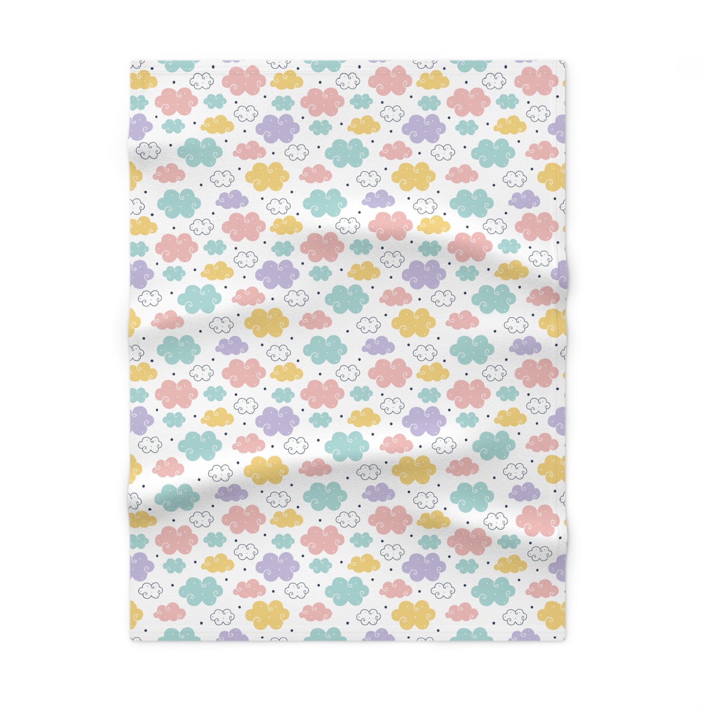 ☁️ Pastel Cloud Baby Blanket – Ultra-Soft Fleece 30″×40″ | Gender-Neutral Nursery & Stroller Cozy