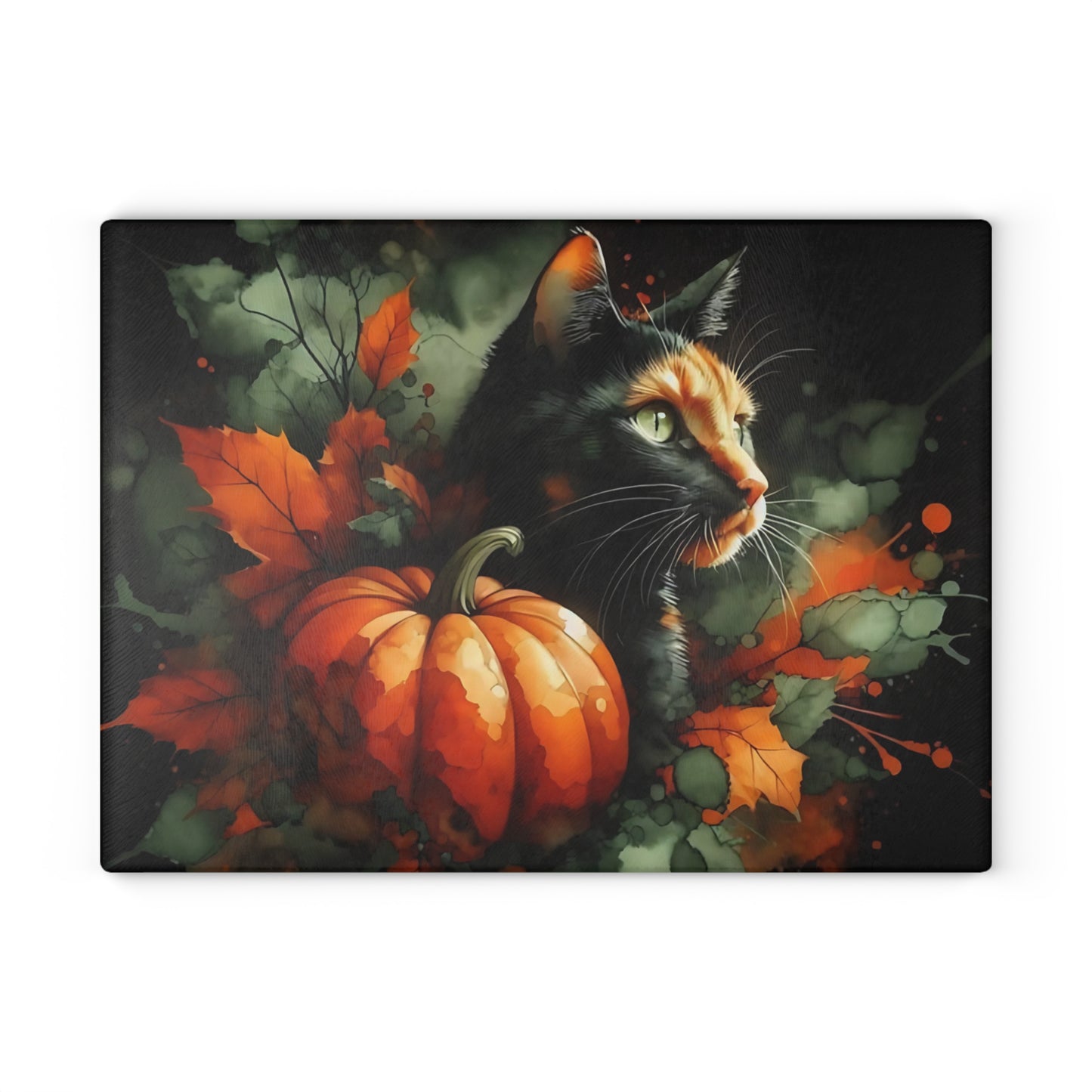 🖤🎃 Spooky Black Cat & Pumpkin Cutting Board – Elegant Halloween Charm 🎃🖤