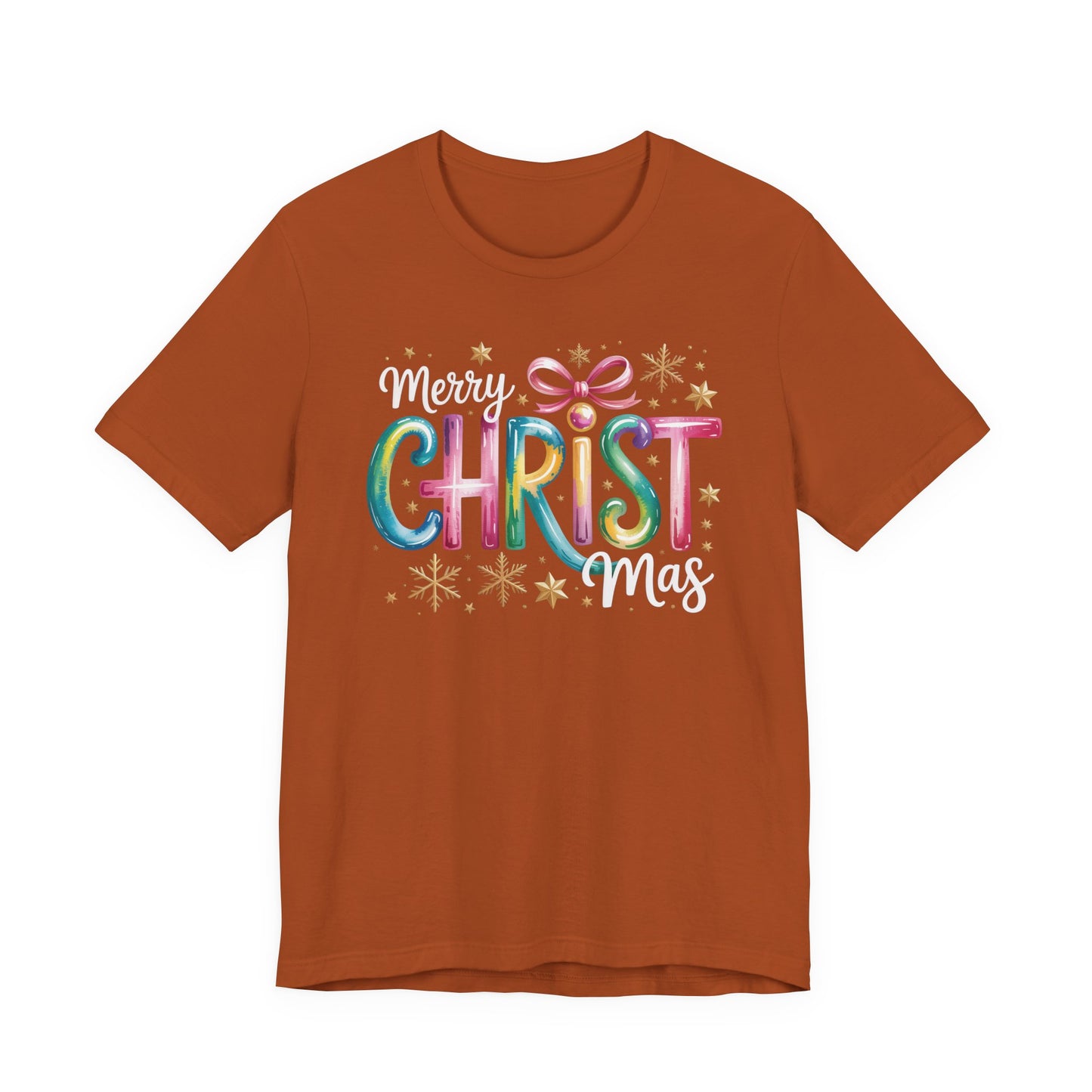 🎄✨ Merry Christmas Glow Lettering T-Shirt – Festive & Bright Holiday Style 🎁🌟