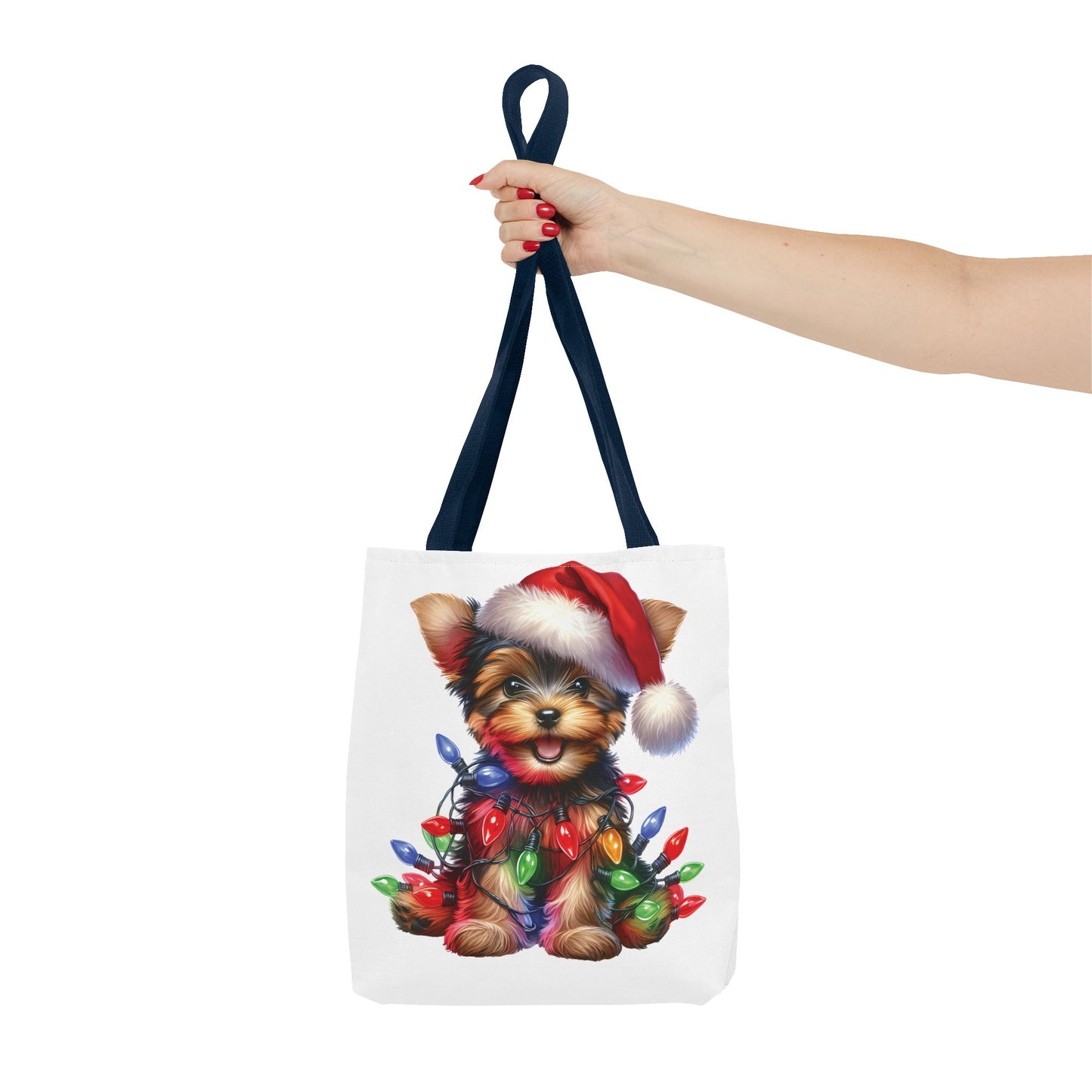 🎄 Yorkie Christmas Lights Tote Bag – Holiday Cheer in Every Carry 🎁