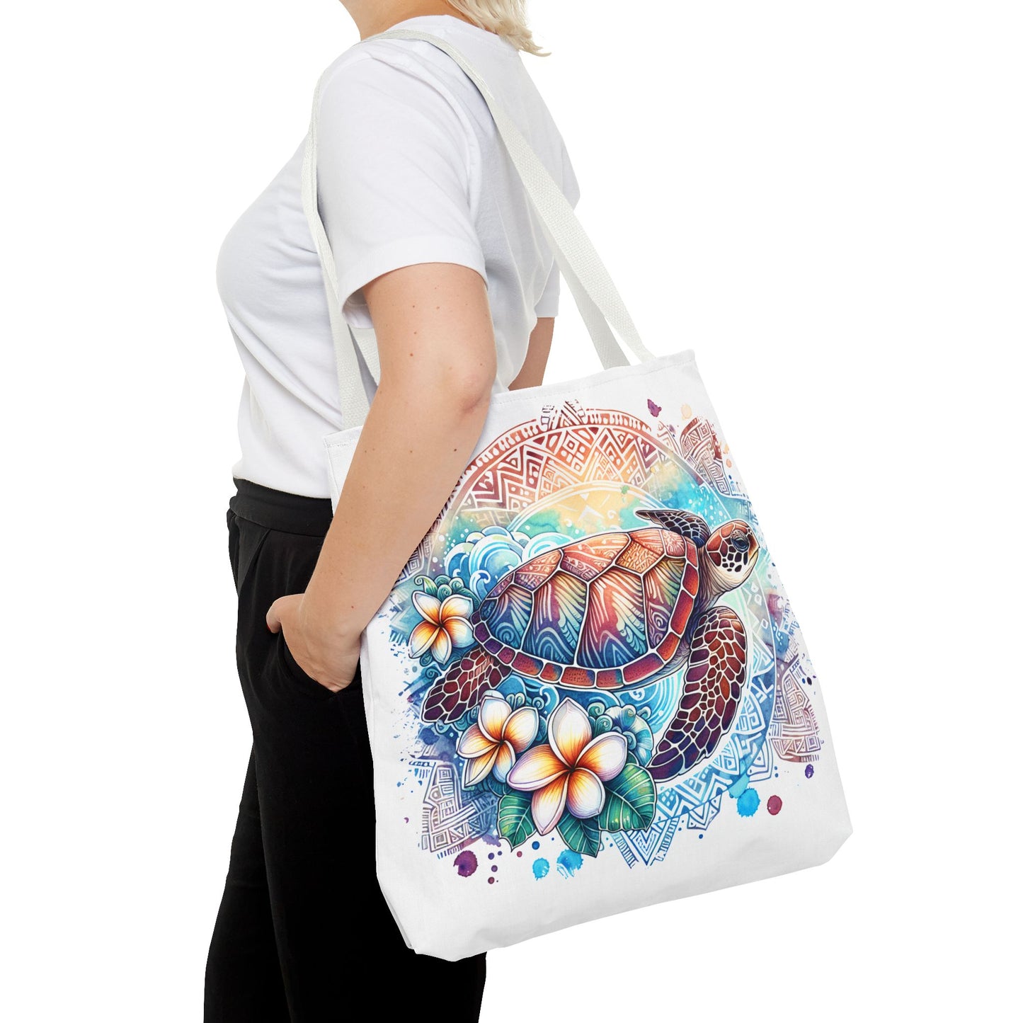 🐢 Vibrant Tribal Sea Turtle Tote Bag – Ocean Beauty Meets Island Vibes 🌊👜