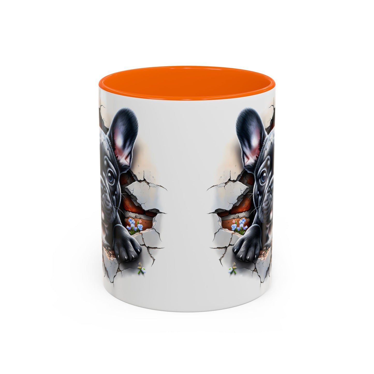 🐾🖤 Black French Bulldog Puppy Accent Mug – Cute Peek-Through Cup for Dog Lovers ☕✨