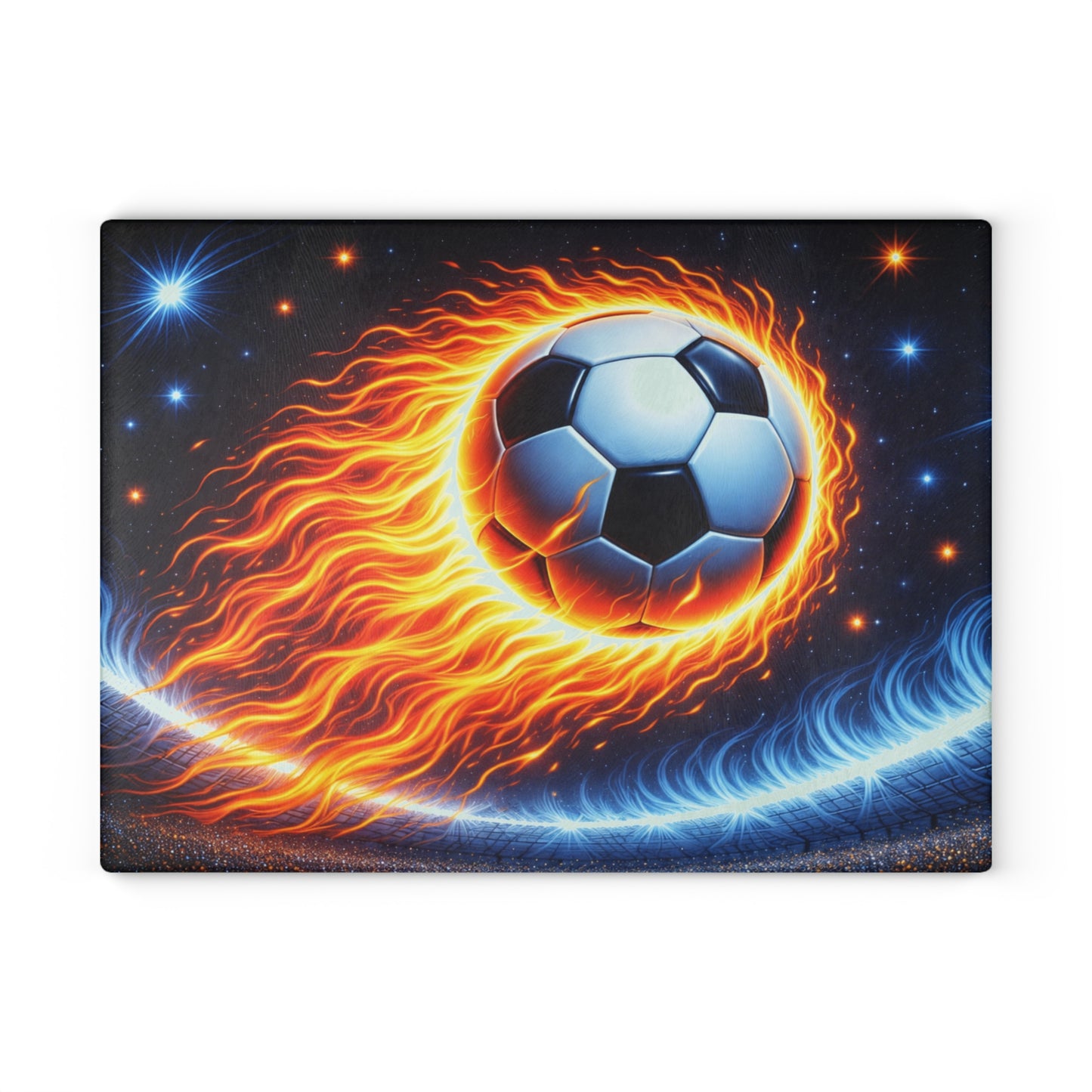 Fiery Soccer Ball Cutting Board – Game Day Heat for Your Kitchen