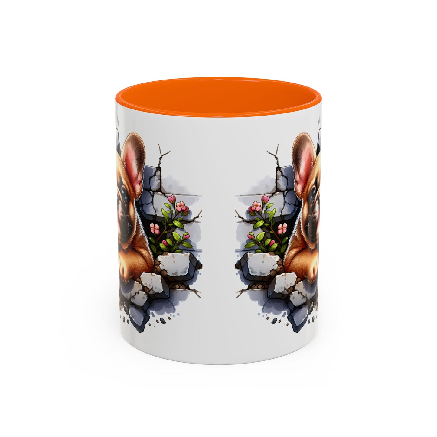 🐾☕ Tan French Bulldog Puppy Accent Mug – Sweet Peek-Through Pup Design ✨