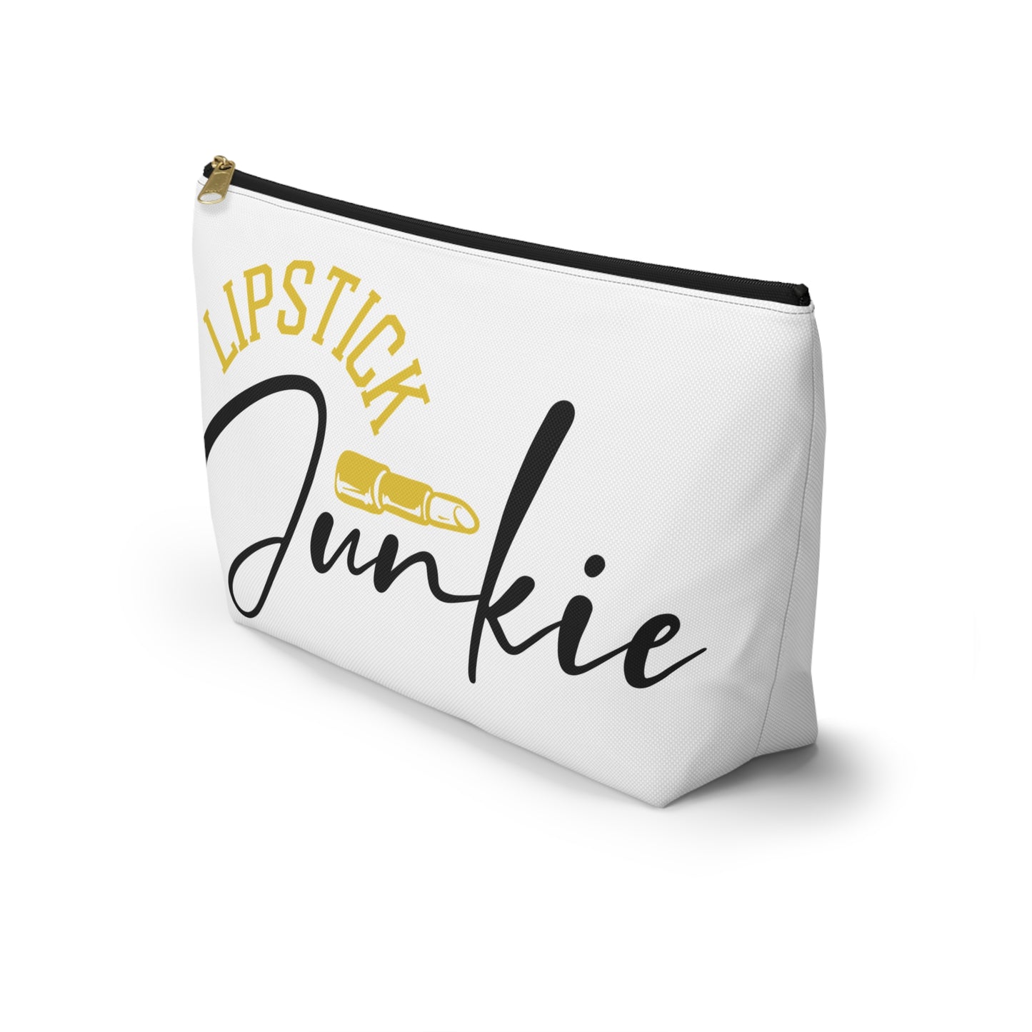Accessory Pouch – "Lipstick Junkie" Yellow Makeup Bag