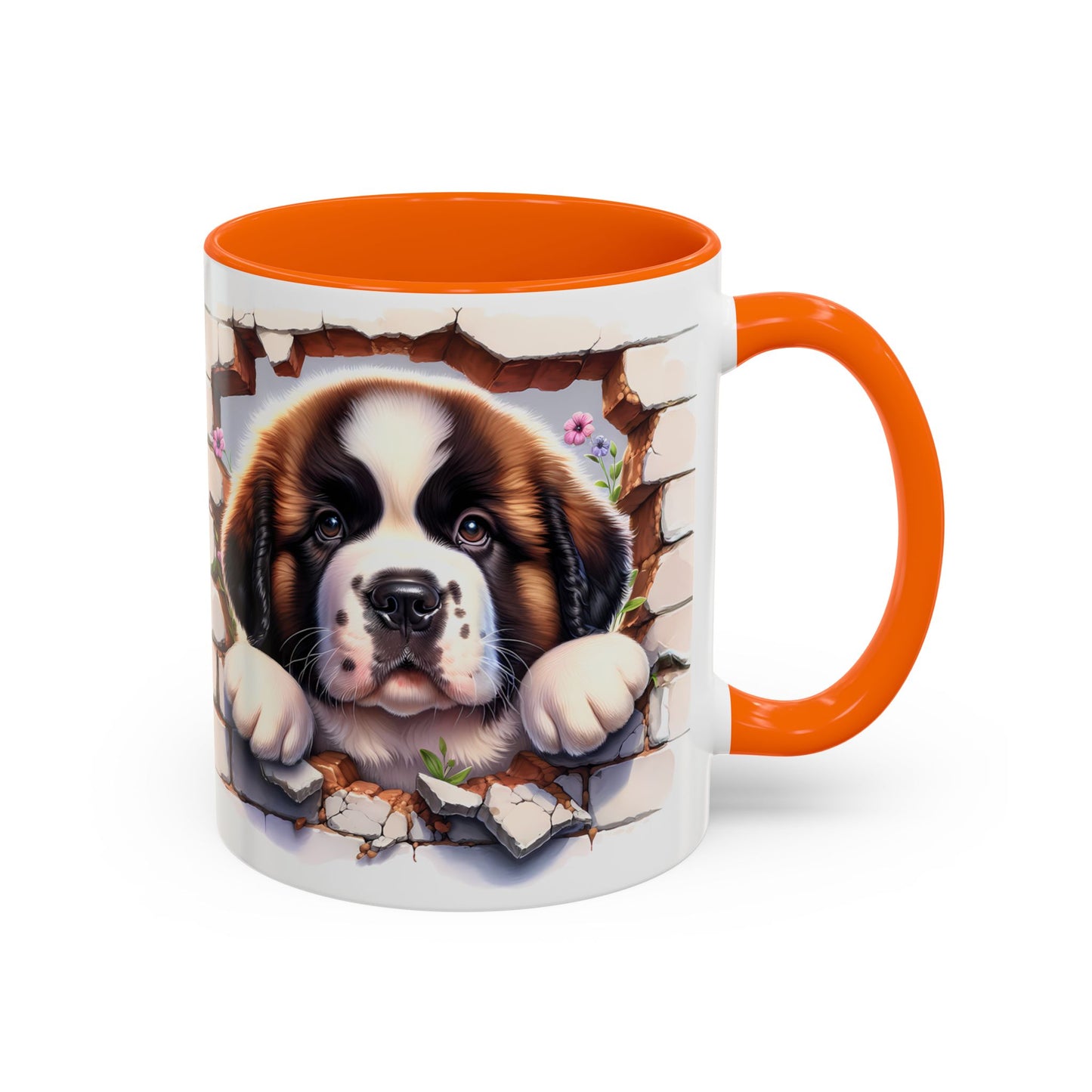 🐾☕ St. Bernard Puppy Peek Accent Mug – Gentle Giant Pup Lover Gift ✨❤️