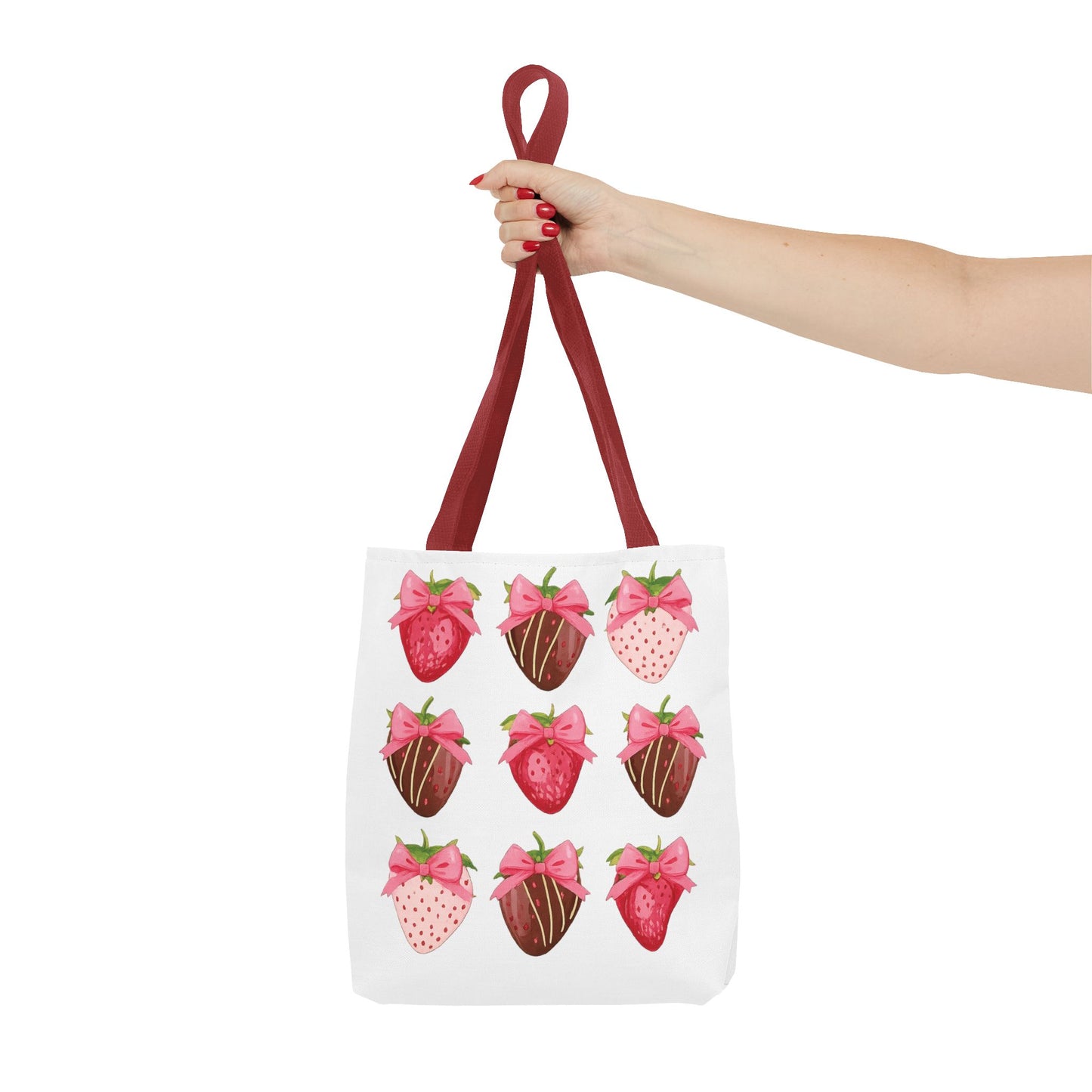 🍓 Chocolate-Covered Strawberry Tote Bag – Sweet, Stylish & Practical 🍫