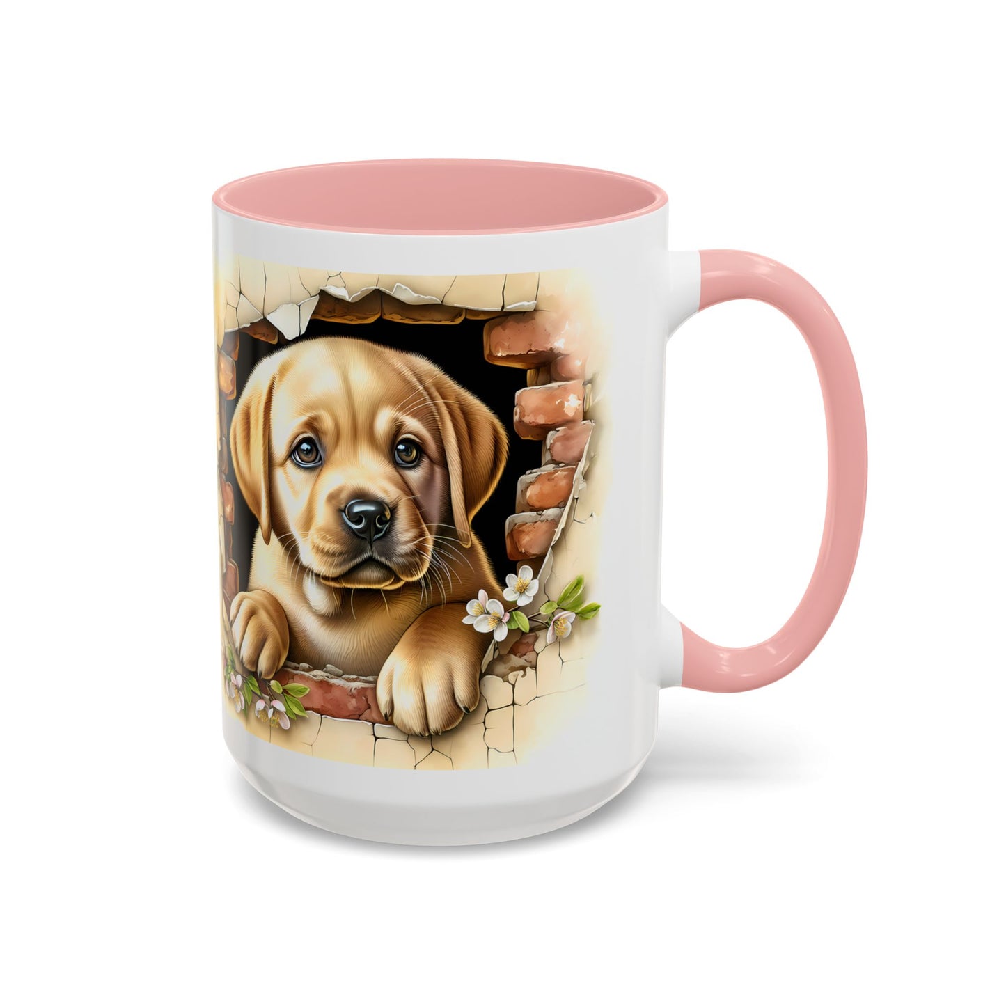 🐶☕ Labrador Puppy Peek Accent Mug – Sweet Yellow Lab Lover Gift ✨💛