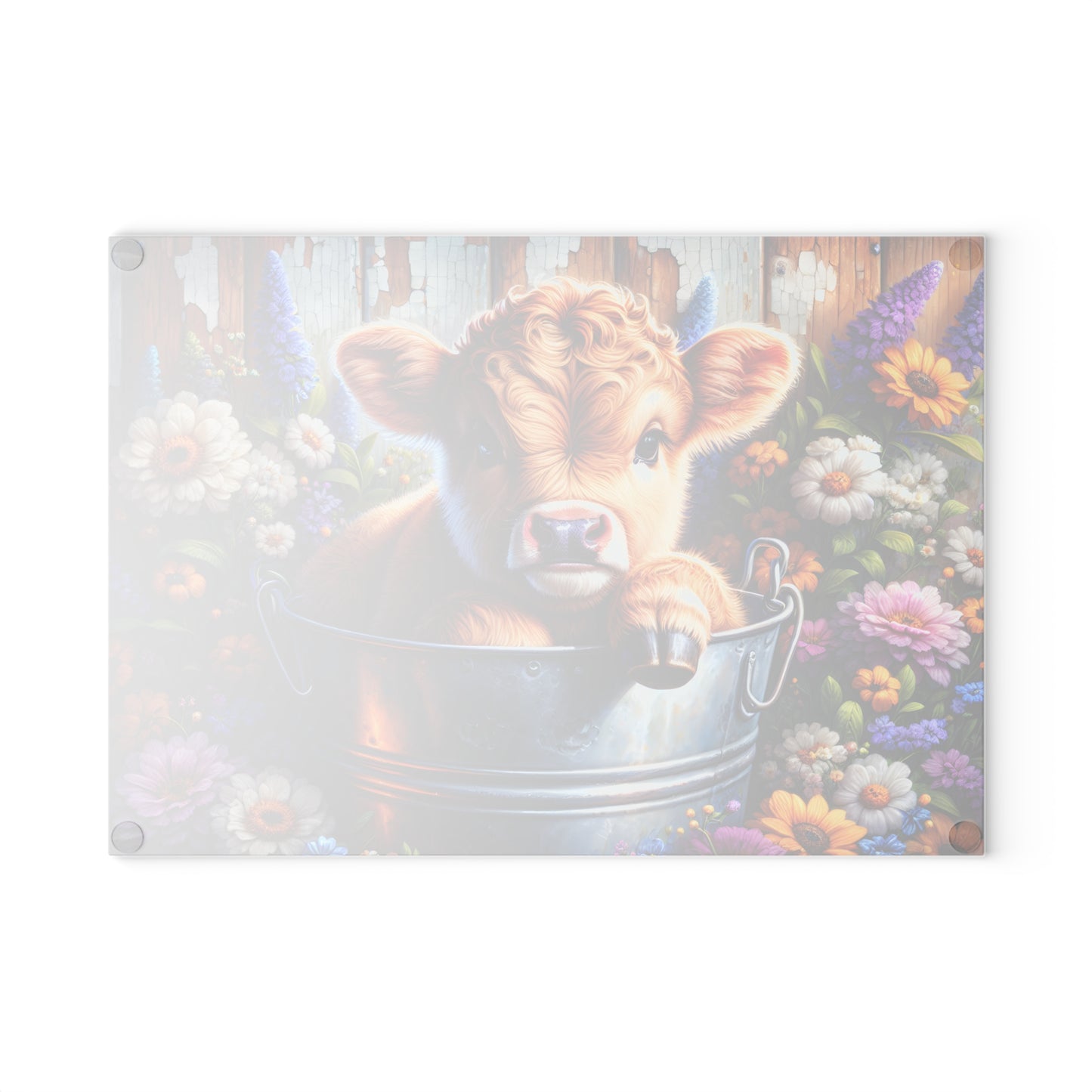 🐮 Wildflower Bucket Calf Cutting Board – Bright Blooms & Farmyard Whimsy for Your Kitchen