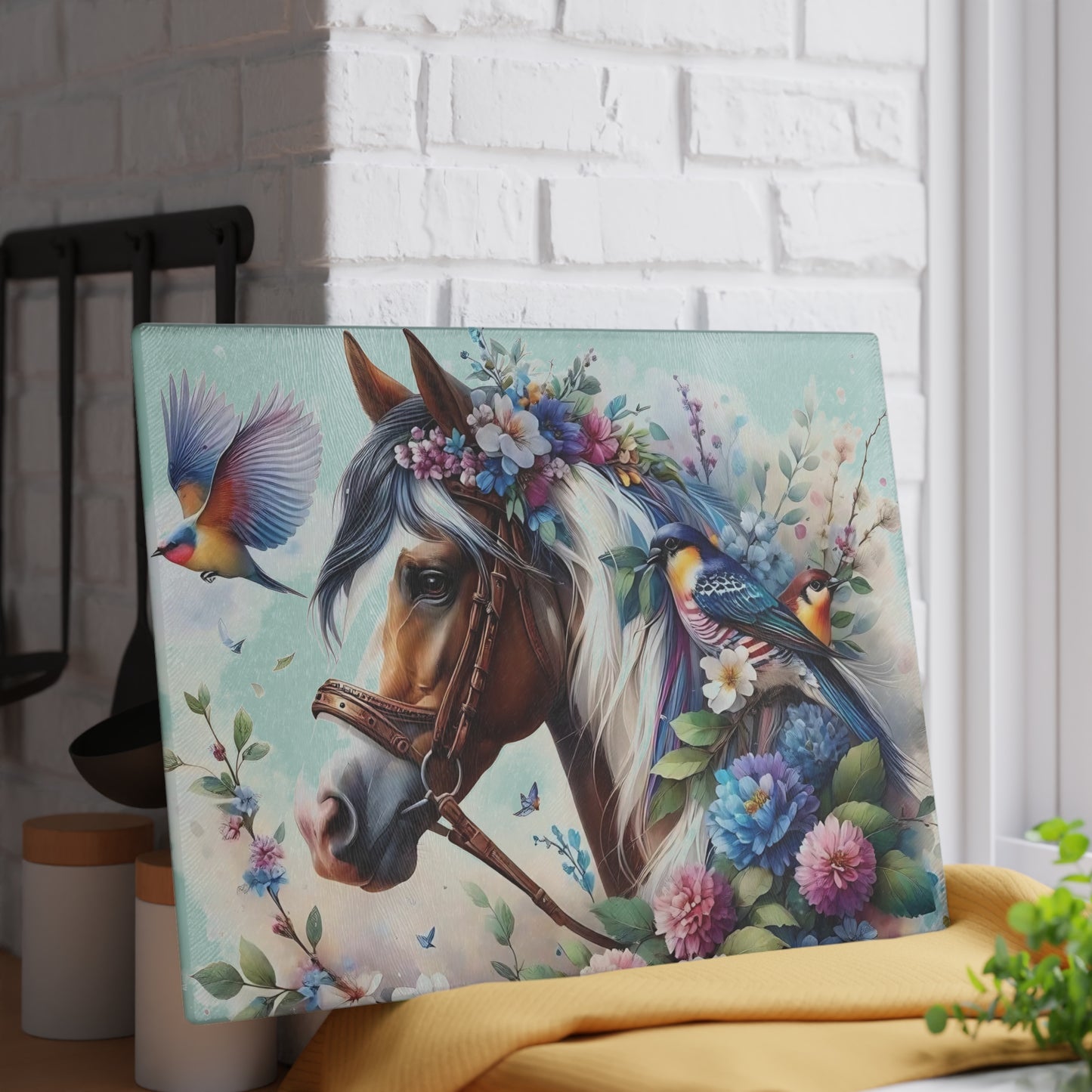 Tabla de cortar de caballo Tabla de cortar de vidrio templado Tabla de charcutería Tabla de cortar Regalo de inauguración de la casa Tabla de cortar personalizada