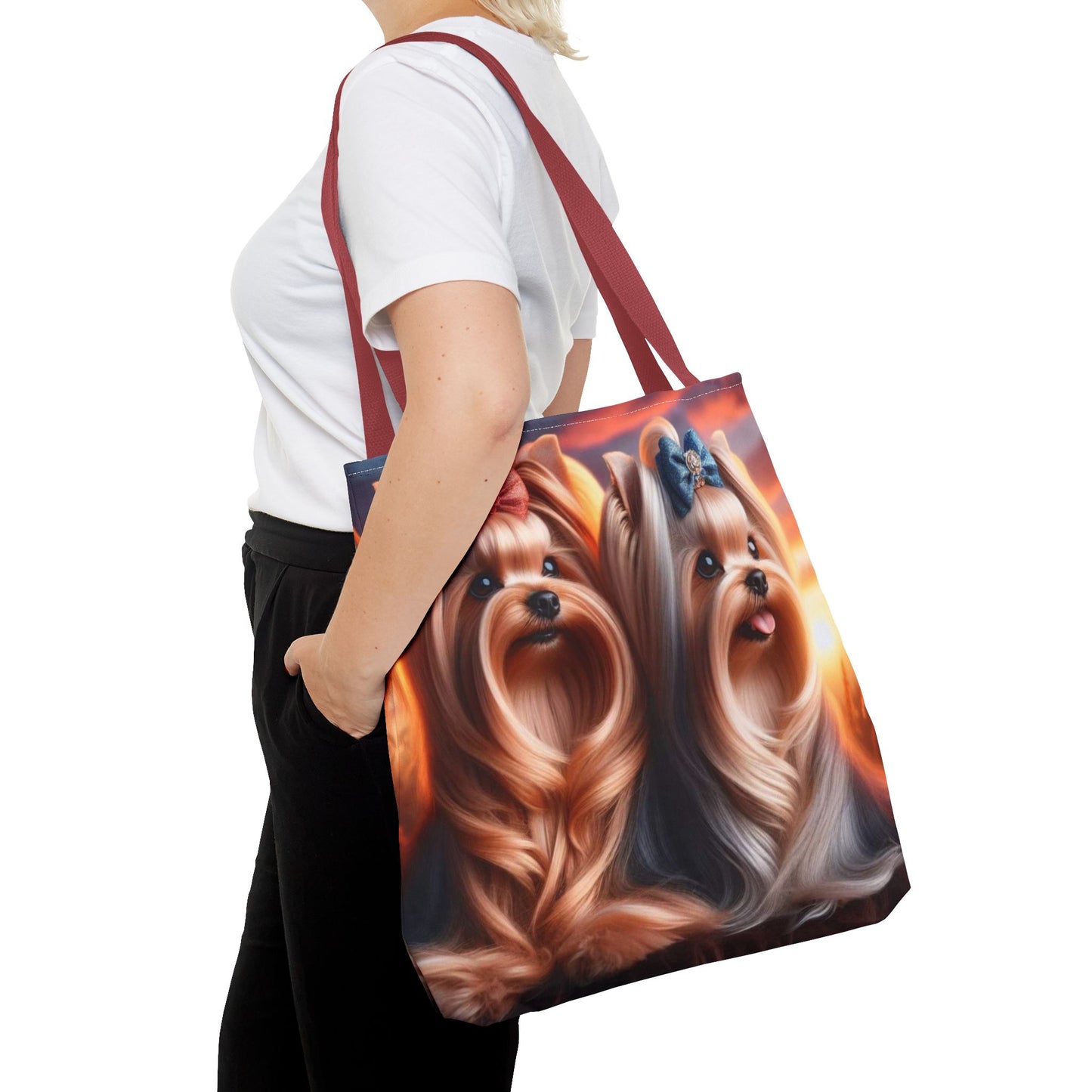 Bolsa de tela Yorkshire Terrier: un bonito regalo para amantes de los perros, bolsa de compras reutilizable, accesorio para amantes de las mascotas, elegante bolso de mano para uso diario.