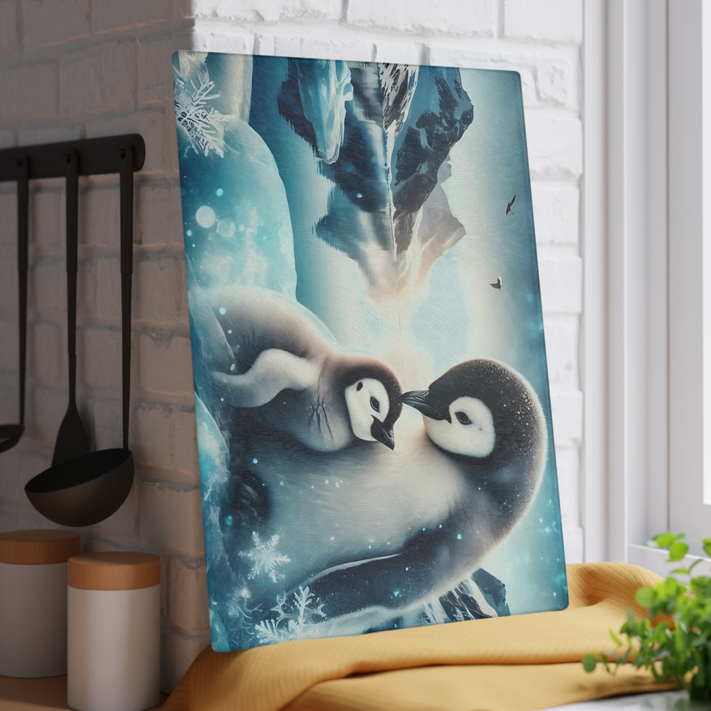 🐧❄️ Penguin Love Arctic Cutting Board – Serenity & Style for Your Kitchen ❄️🐧