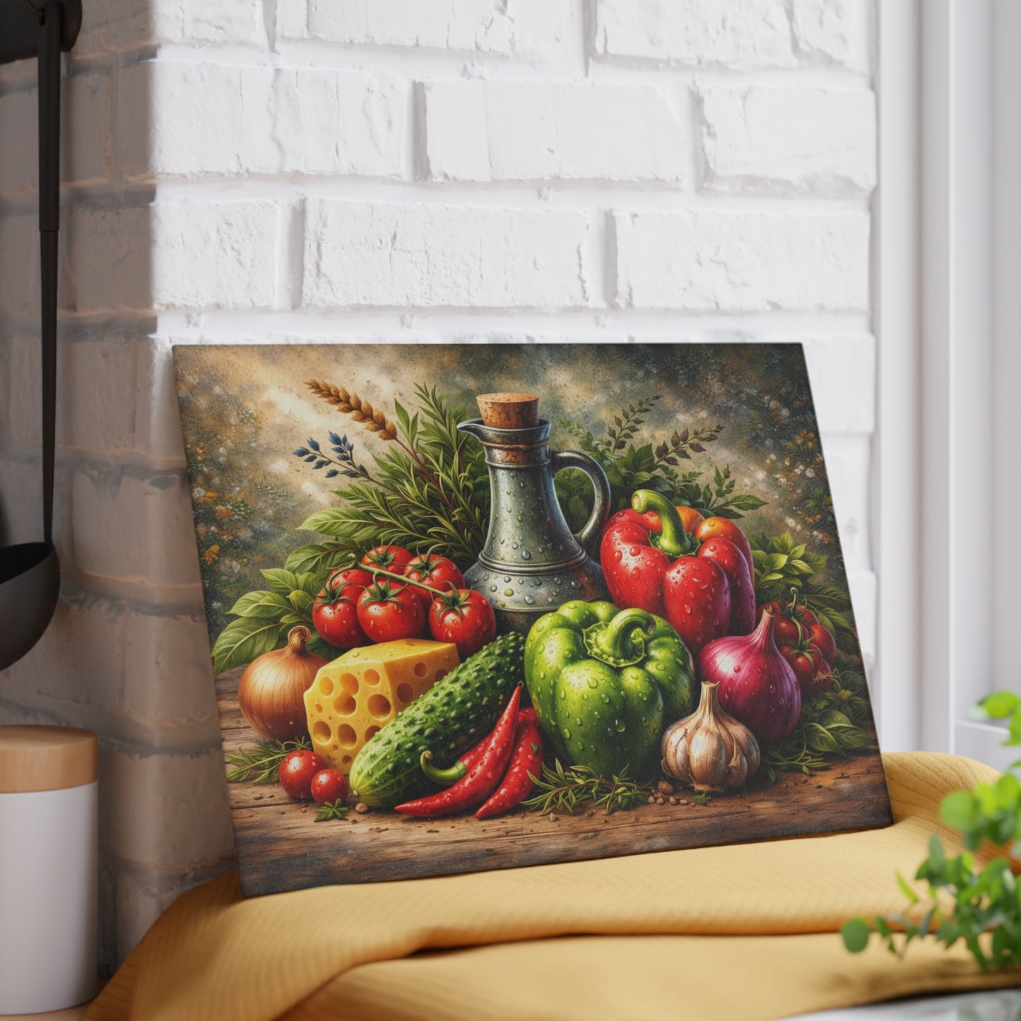 Rustic Farm Fresh Vegetable Glass Cutting Board – Gourmet Garden Kitchen Decor