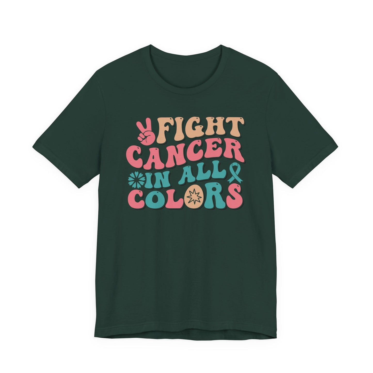 🌈✊ Fight Cancer in All Colors T-Shirt – Bold Retro Awareness Tee for Every Ribbon 🎗️