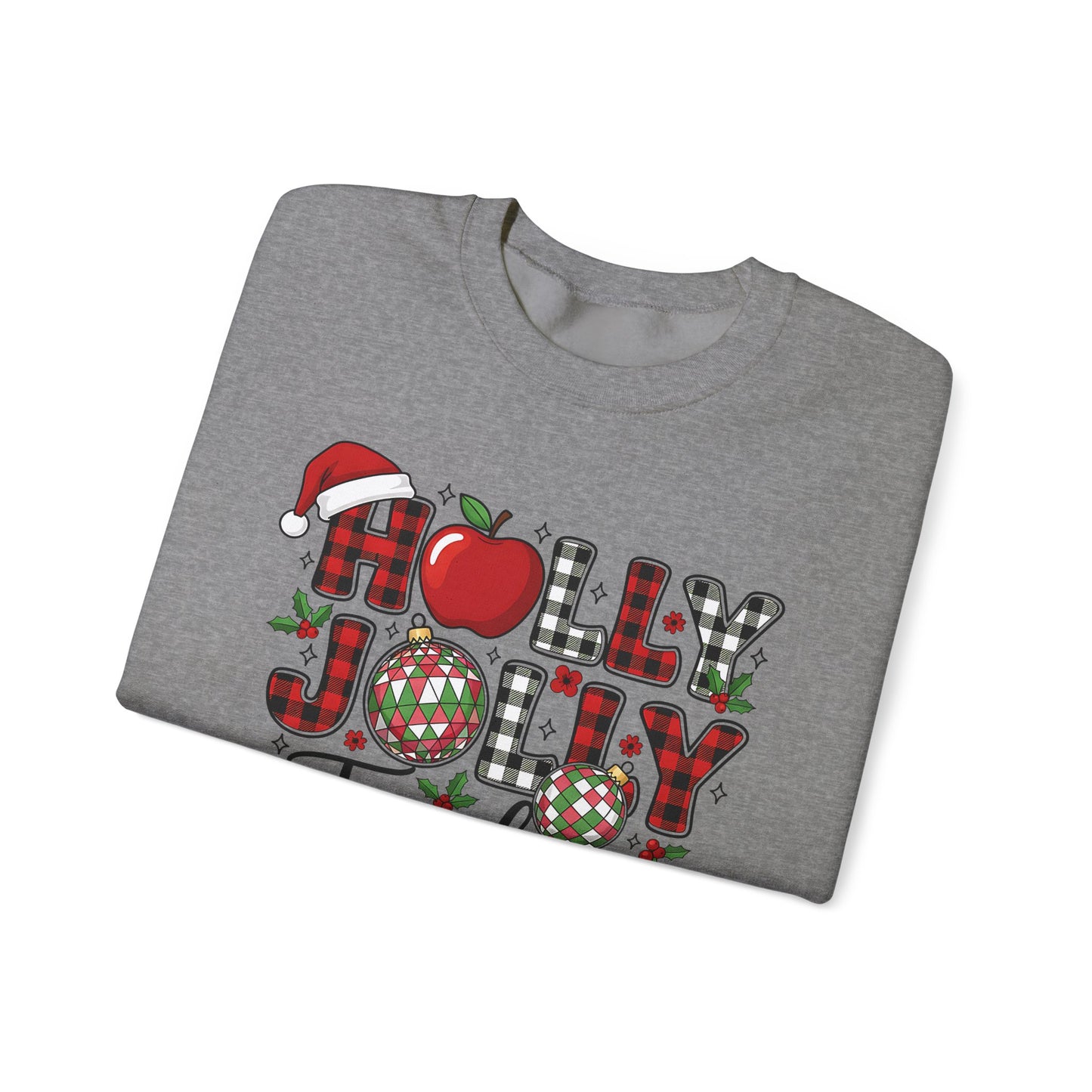 🍎✨ Holly Jolly Teacher Sweatshirt – Festive Classroom Cheer 🎄📚