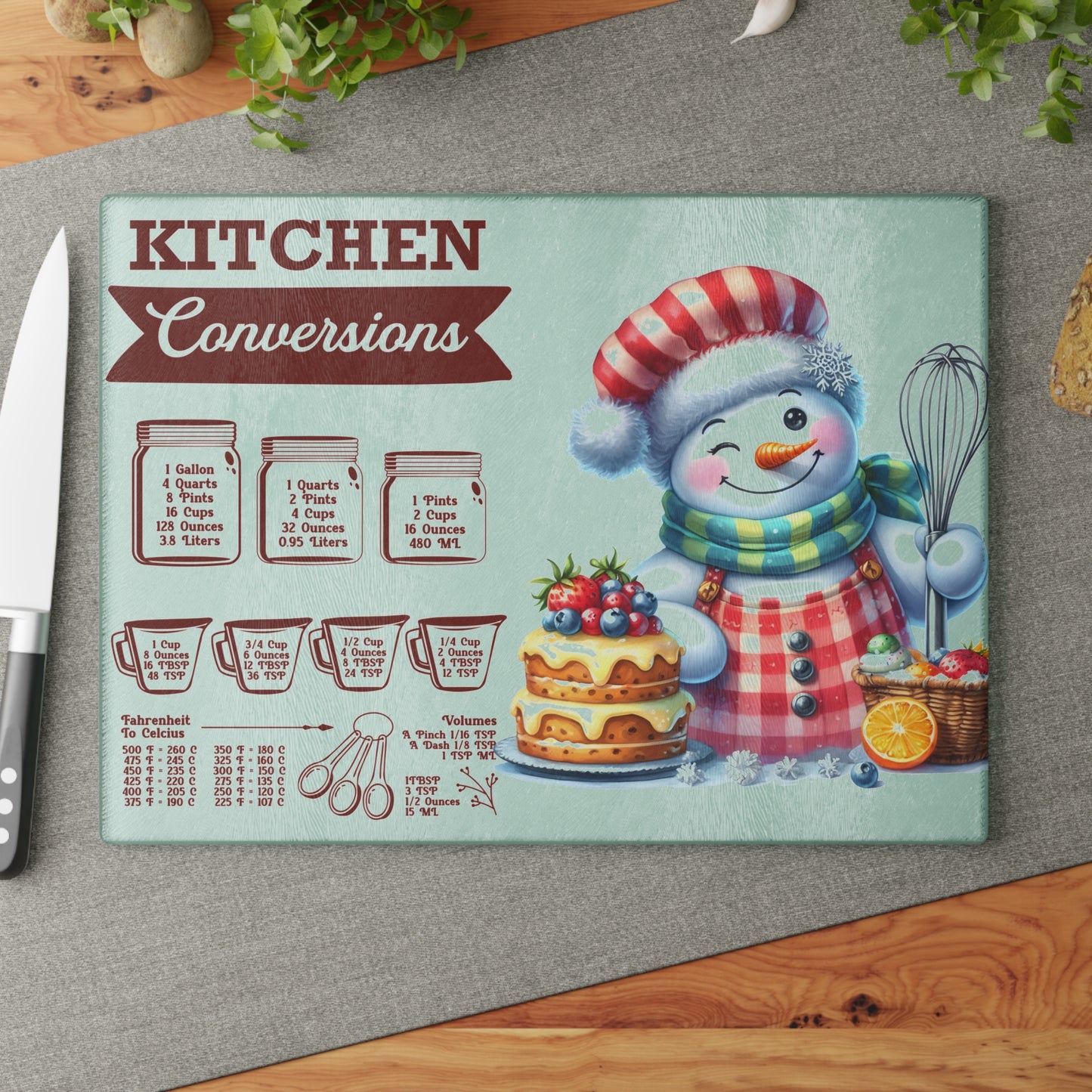 Tabla de cortar con diseño de muñeco de nieve para la cocina: un encanto festivo y escarchado para los reposteros navideños