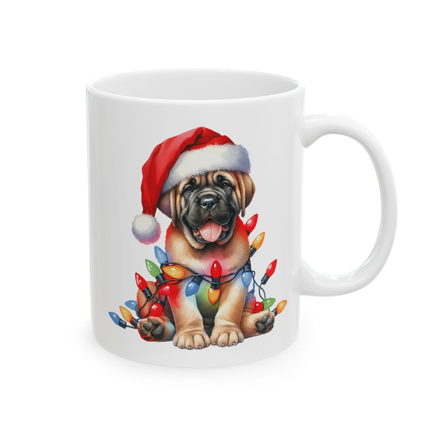 🎄 Mastiff Christmas Mug – Holiday Cheer with a Big-Hearted Pup 🐾