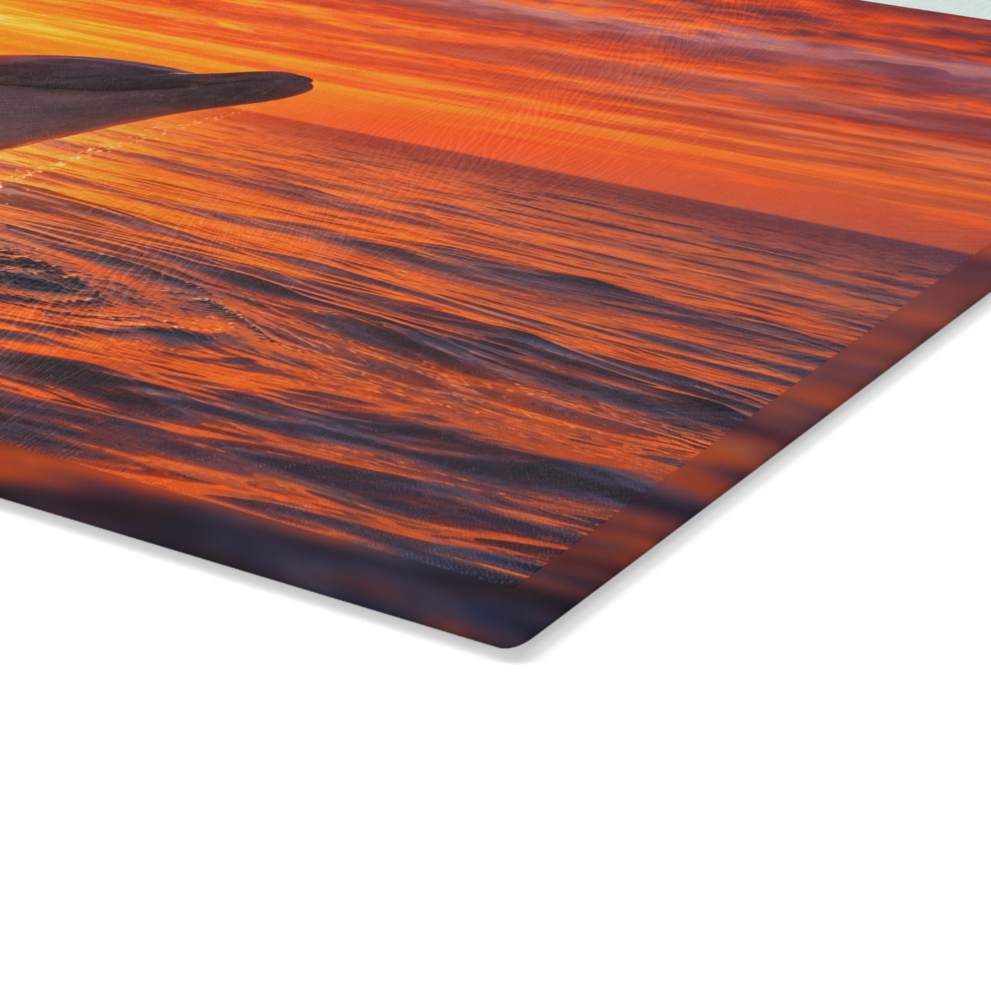 Dolphin Sunset Glass Cutting Board – Ocean Serenity Coastal Kitchen Decor