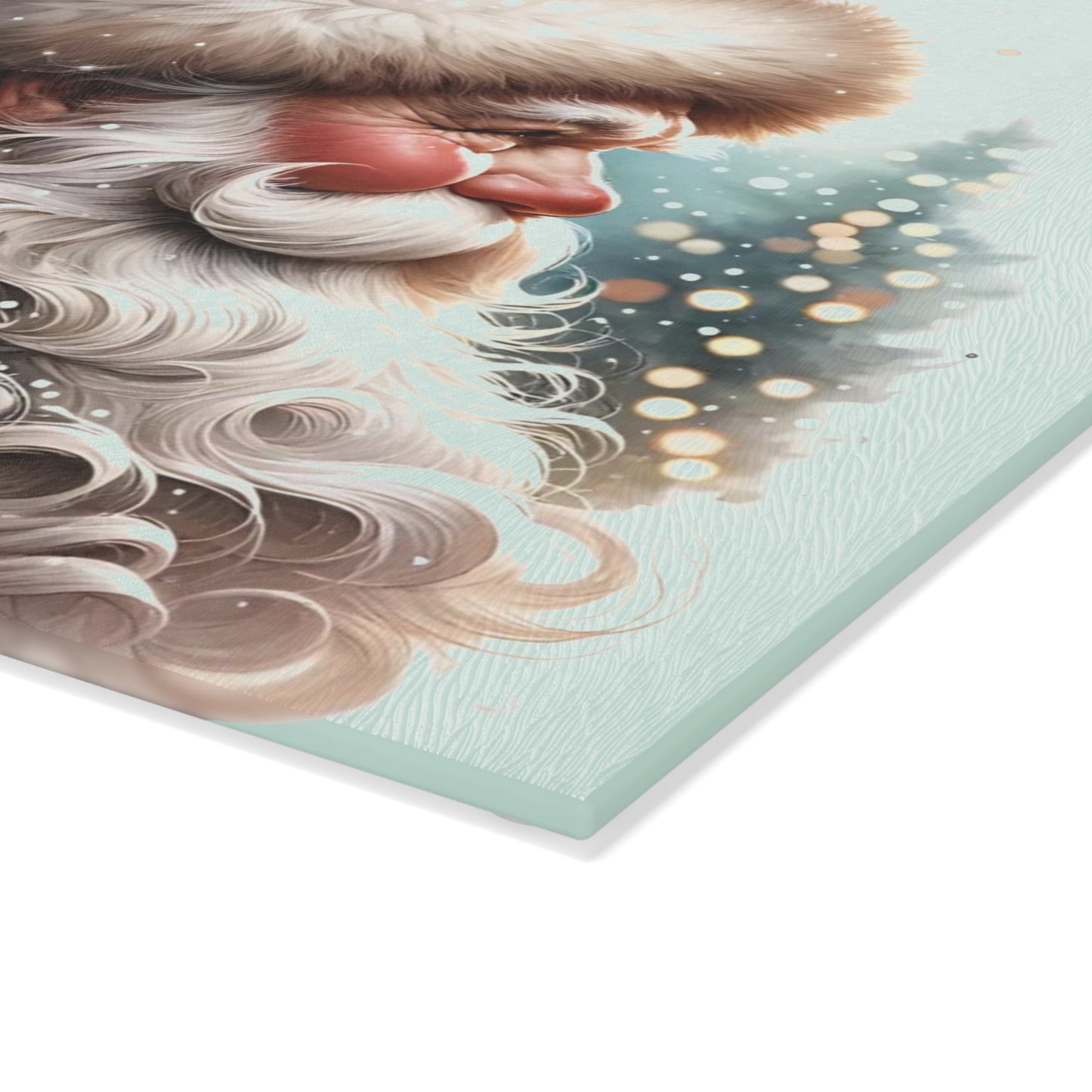 🎅✨ “Classic Santa Profile” Glass Cutting Board – Cozy Charm for Your Kitchen