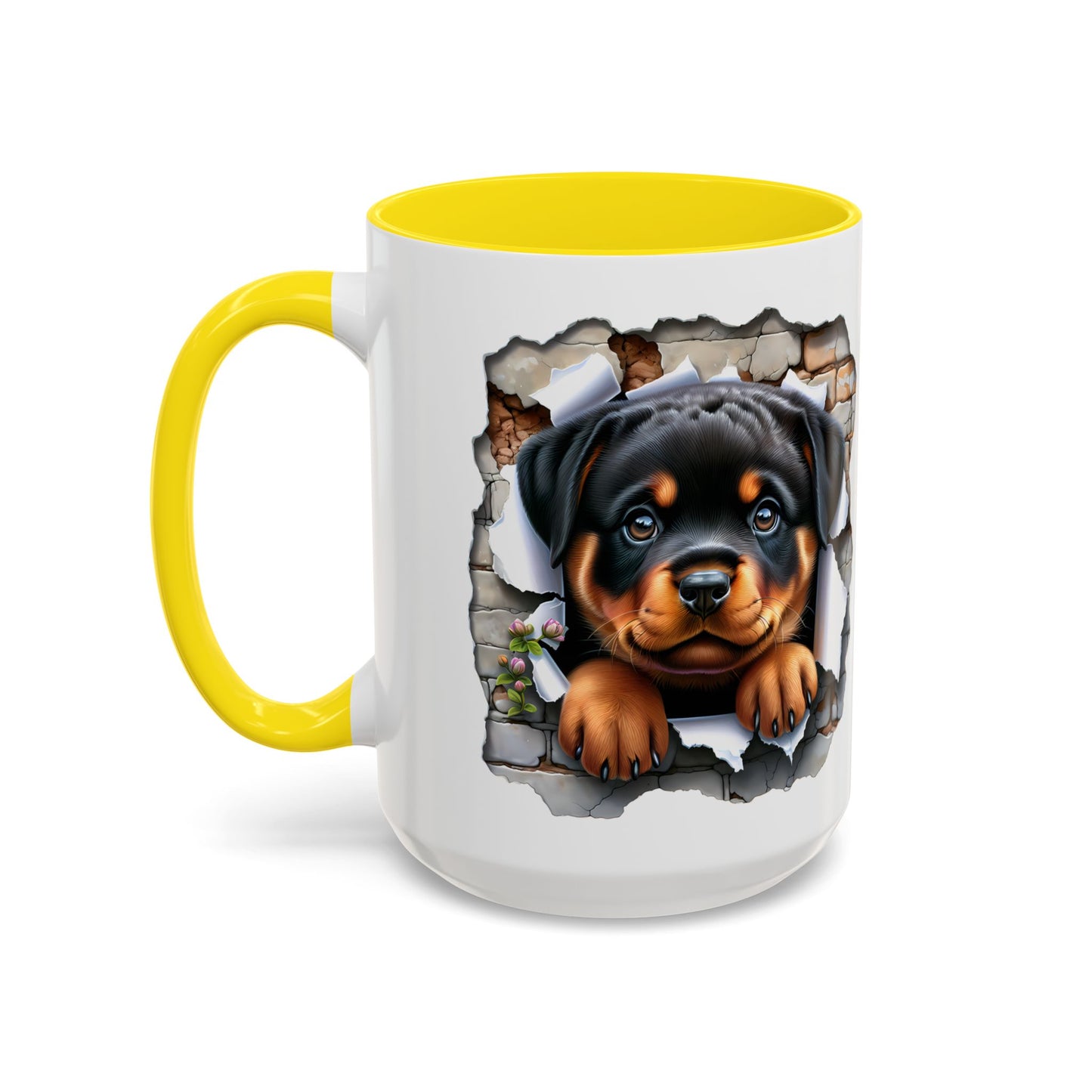 🐾☕ Rottweiler Puppy Accent Mug – Sweet Breakthrough Pup Design ✨