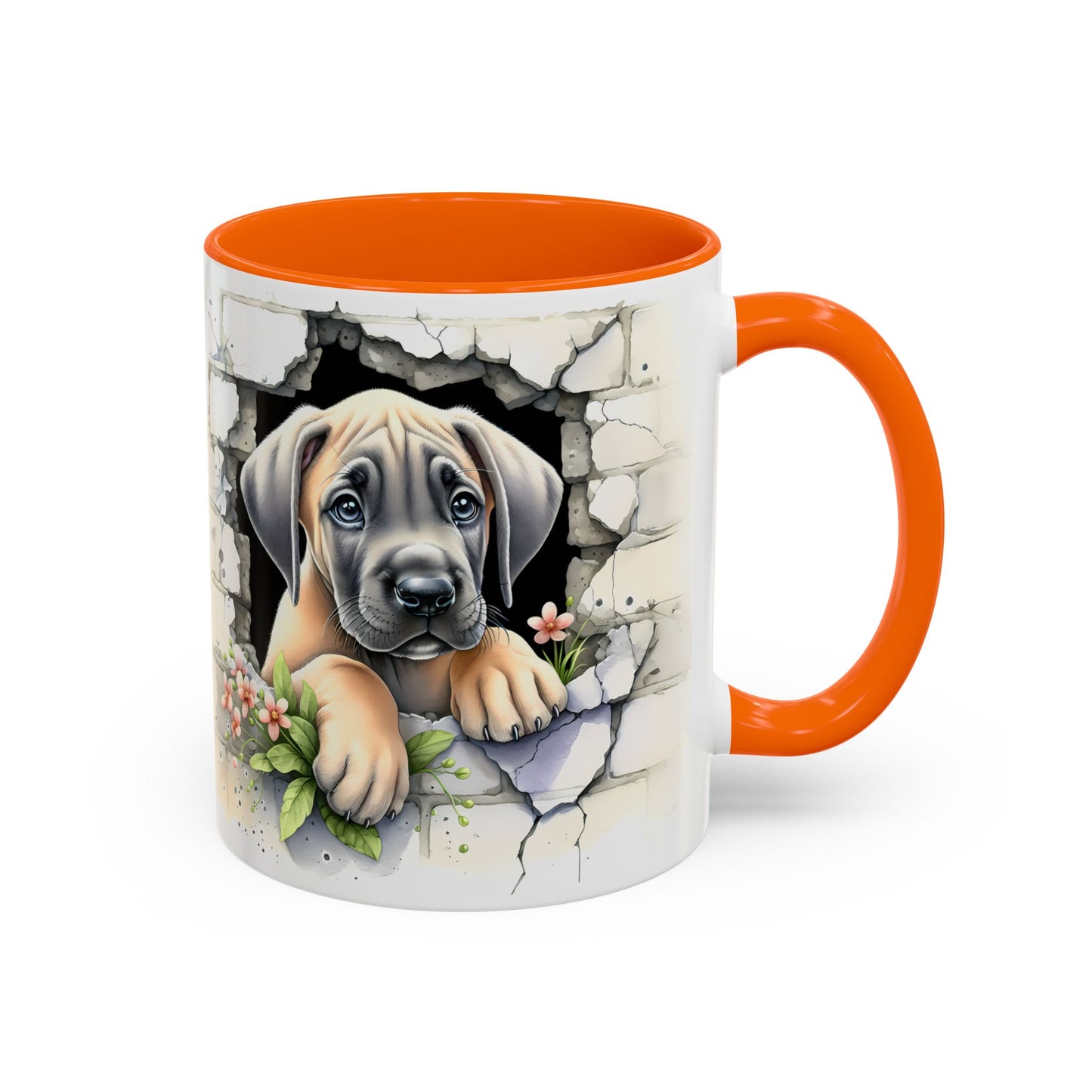🐾 Great Dane Puppy Accent Mug – Sweet Peek-Through Puppy Design ☕💛