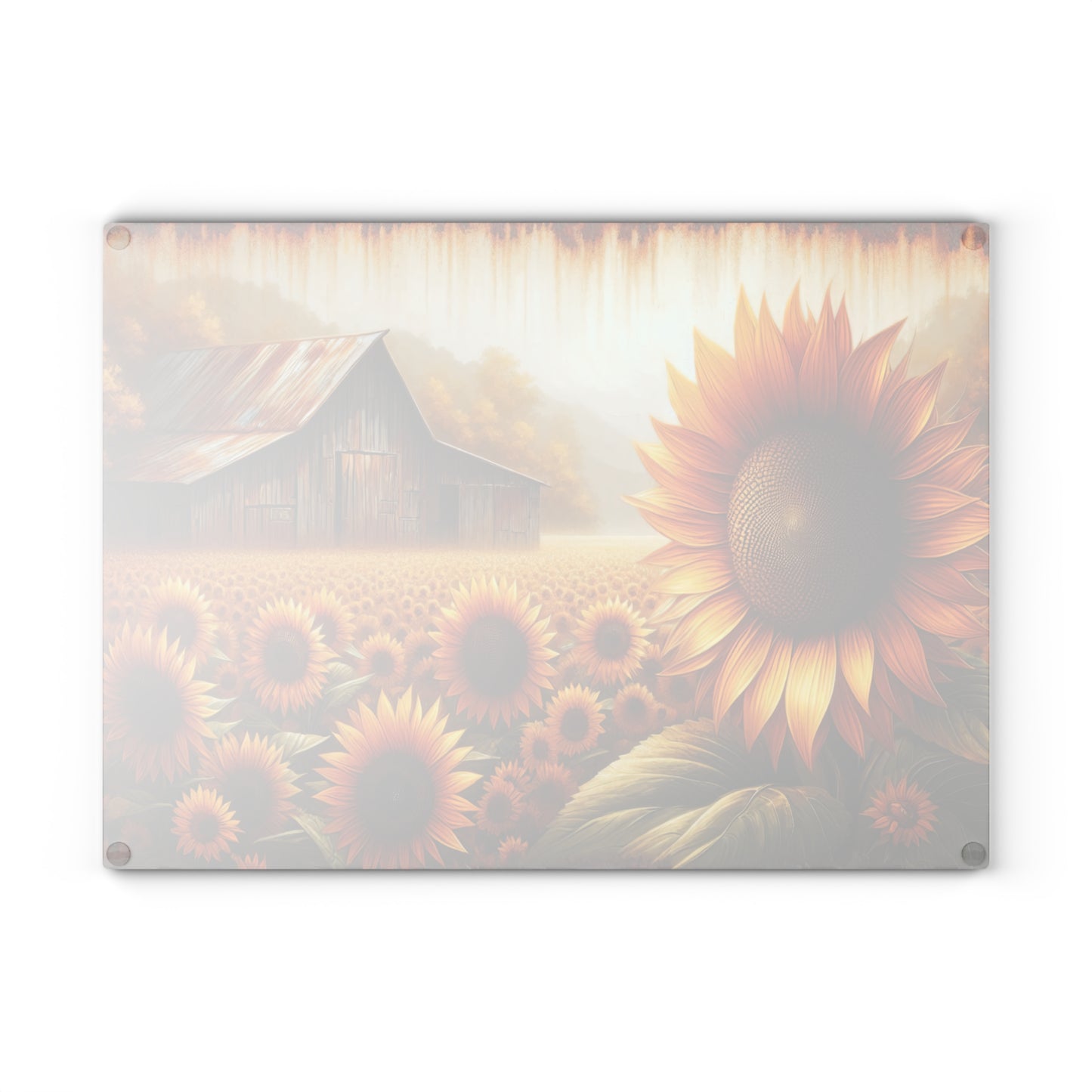 🌻🏡 Rustic Sunflower Barn Cutting Board – Timeless Farmhouse Elegance for Your Kitchen 🌾