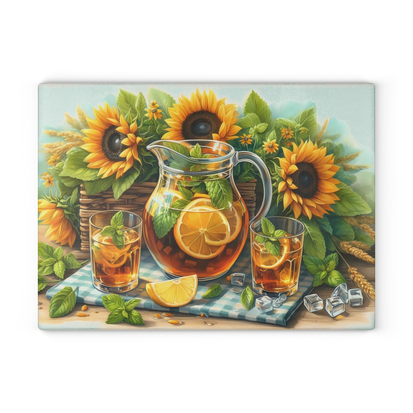 🌻 Sunflower Iced Tea Cutting Board – Sweet Summer Sips & Kitchen Charm
