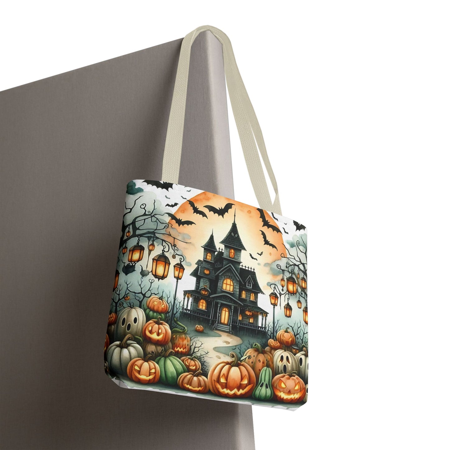 🏚️ Haunted House Halloween Tote Bag – Spooky Nights & Pumpkin Delights 🎃🖤