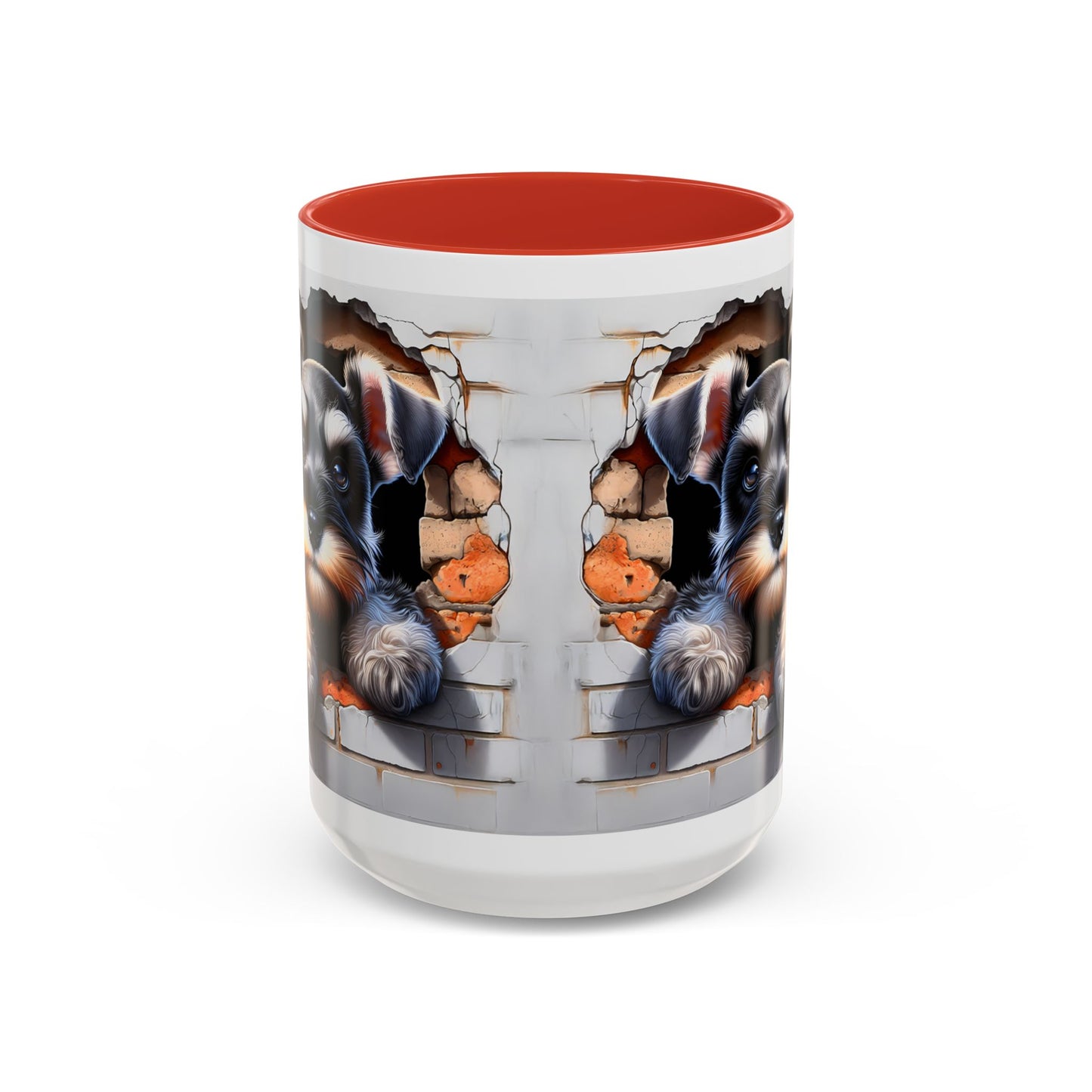 🎀🐶 Schnauzer Puppy Accent Mug – Cute Peek-Through Dog Design for Animal Lovers ☕💖