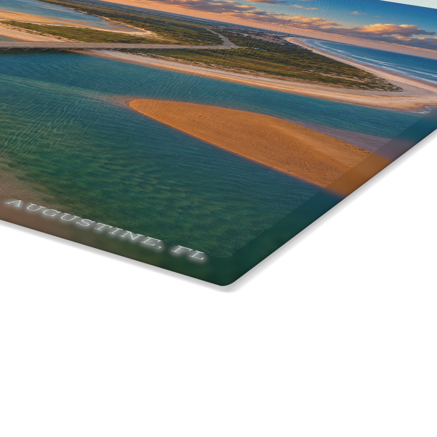 Vibrant Flamingo Sunset Glass Cutting Board – Tropical Coastal Kitchen Decor