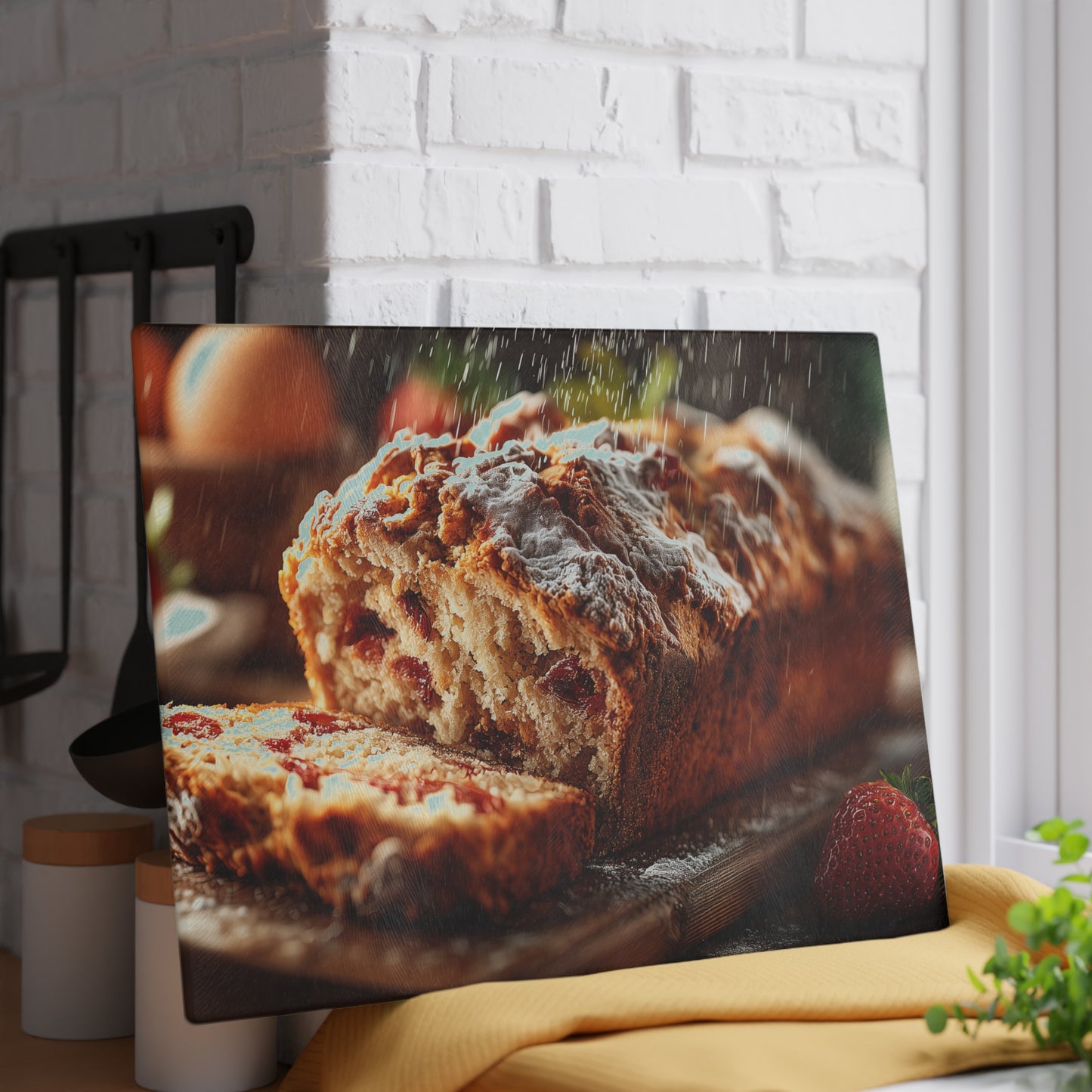 🍓✨ Strawberry Bread Rustic Cutting Board – Sweet Charm for Your Kitchen 🍞