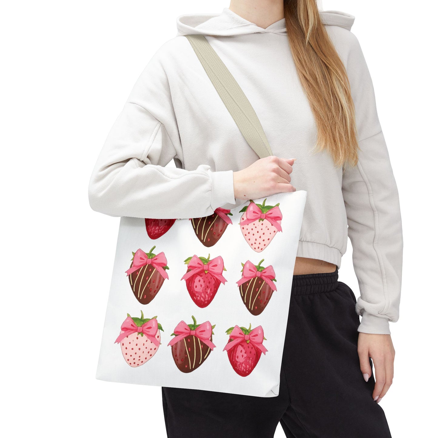 🍓 Chocolate-Covered Strawberry Tote Bag – Sweet, Stylish & Practical 🍫