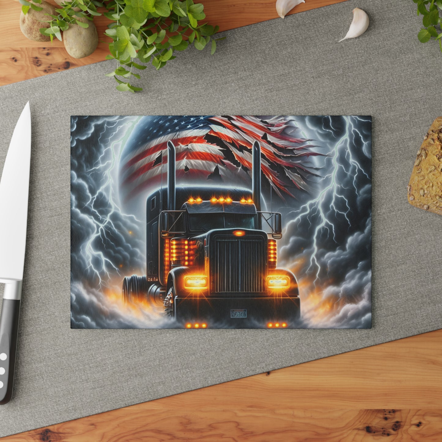 🚛⚡ American Trucker Storm Cutting Board – Power and Pride for Your Kitchen 🇺🇸