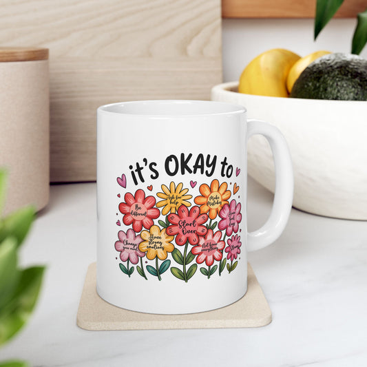 🌸 It’s Okay Flower Affirmations Mug – Gentle Reminders in Every Sip 💖☕