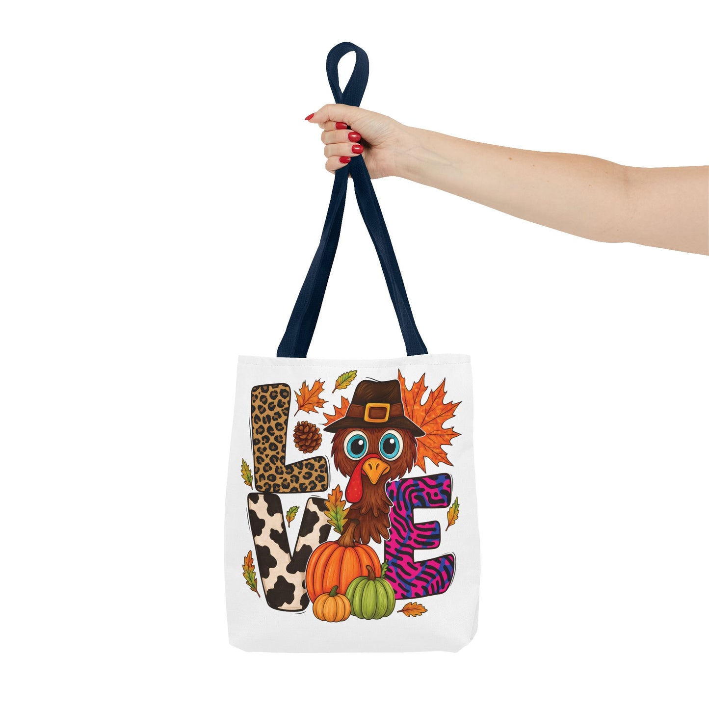 🦃 LOVE Turkey Tote Bag – Wild Prints, Big Eyes & Thanksgiving Fun 🎨