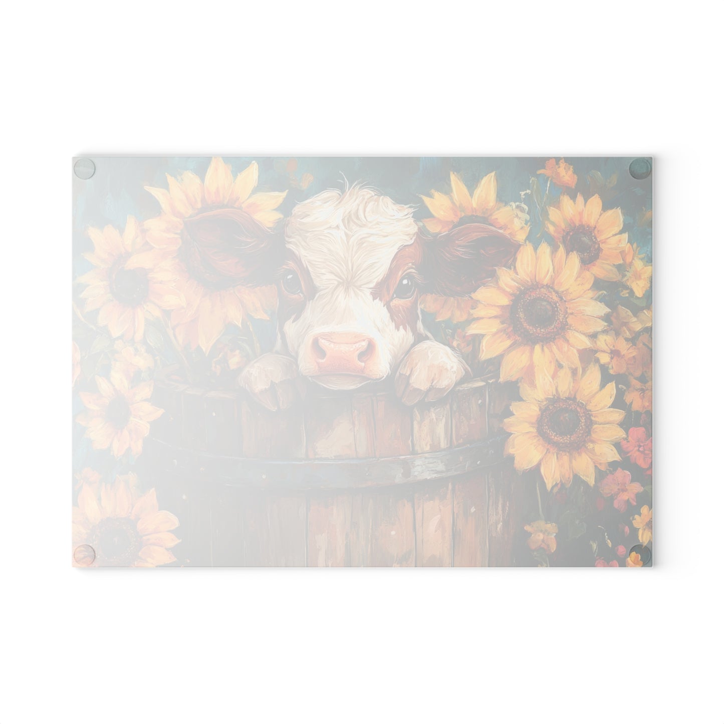🌻🐄 Rustic Sunflower Calf Cutting Board – Country Charm Meets Timeless Elegance 🌾✨