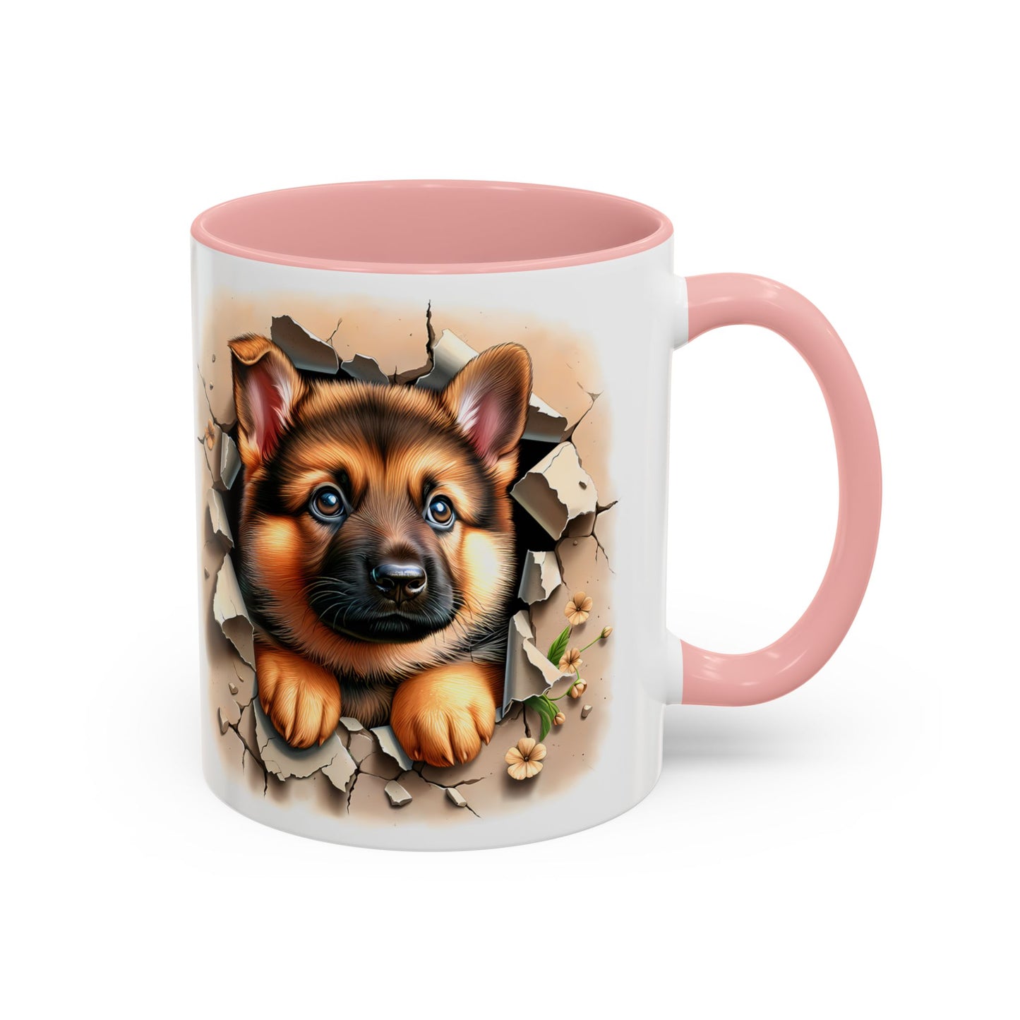 🐾☕ German Shepherd Puppy Peek Accent Mug – Loyal Pup Lover Gift ✨🖤