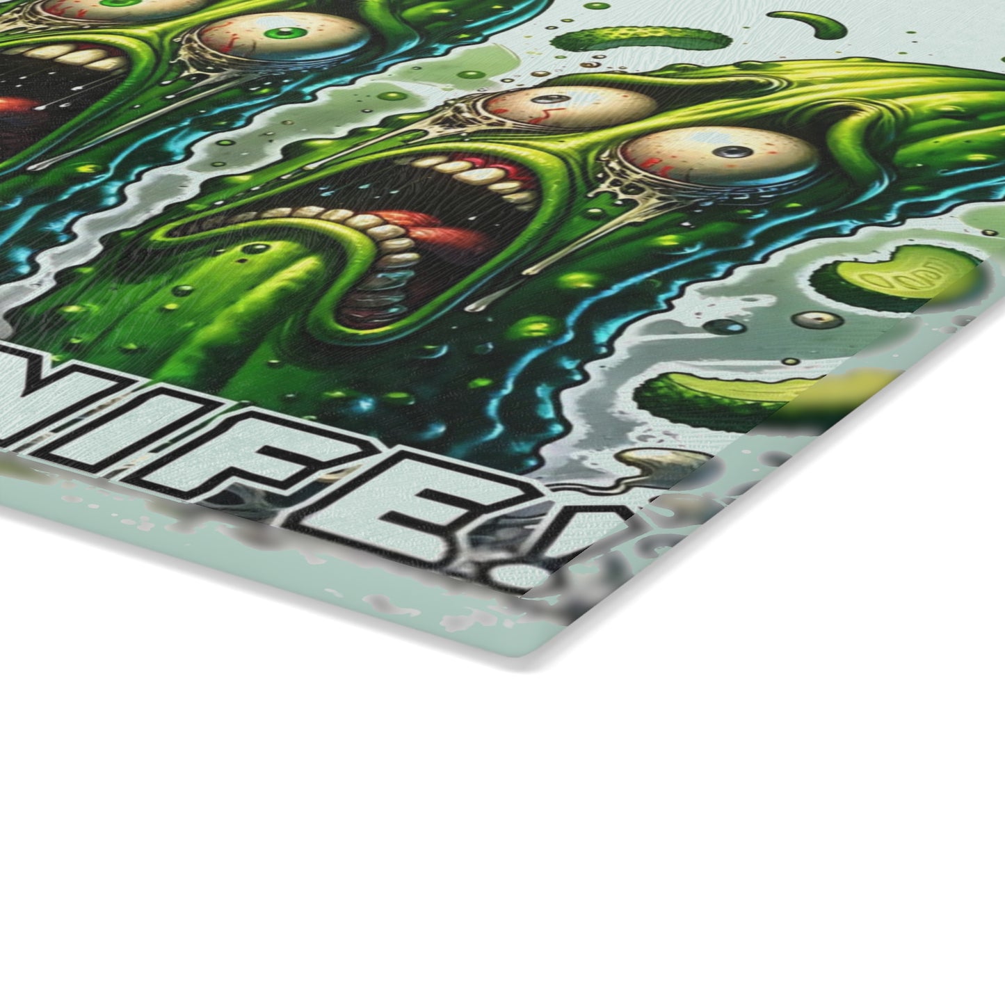 🥒😂 “She Has a Knife!” Glass Cutting Board – Pickle Panic in the Kitchen