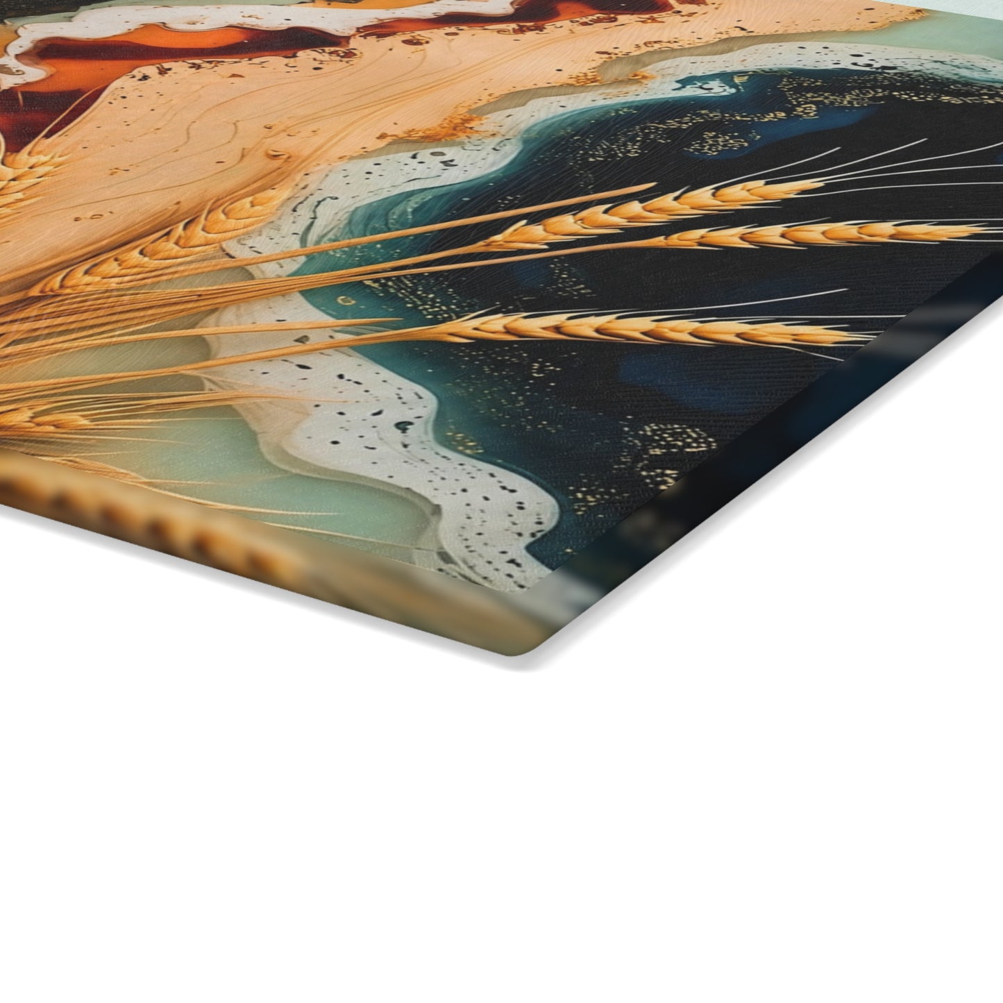 Personalized Wood & Resin Style Glass Cutting Board (Faux Wood & Epoxy Design – Tempered Glass)
