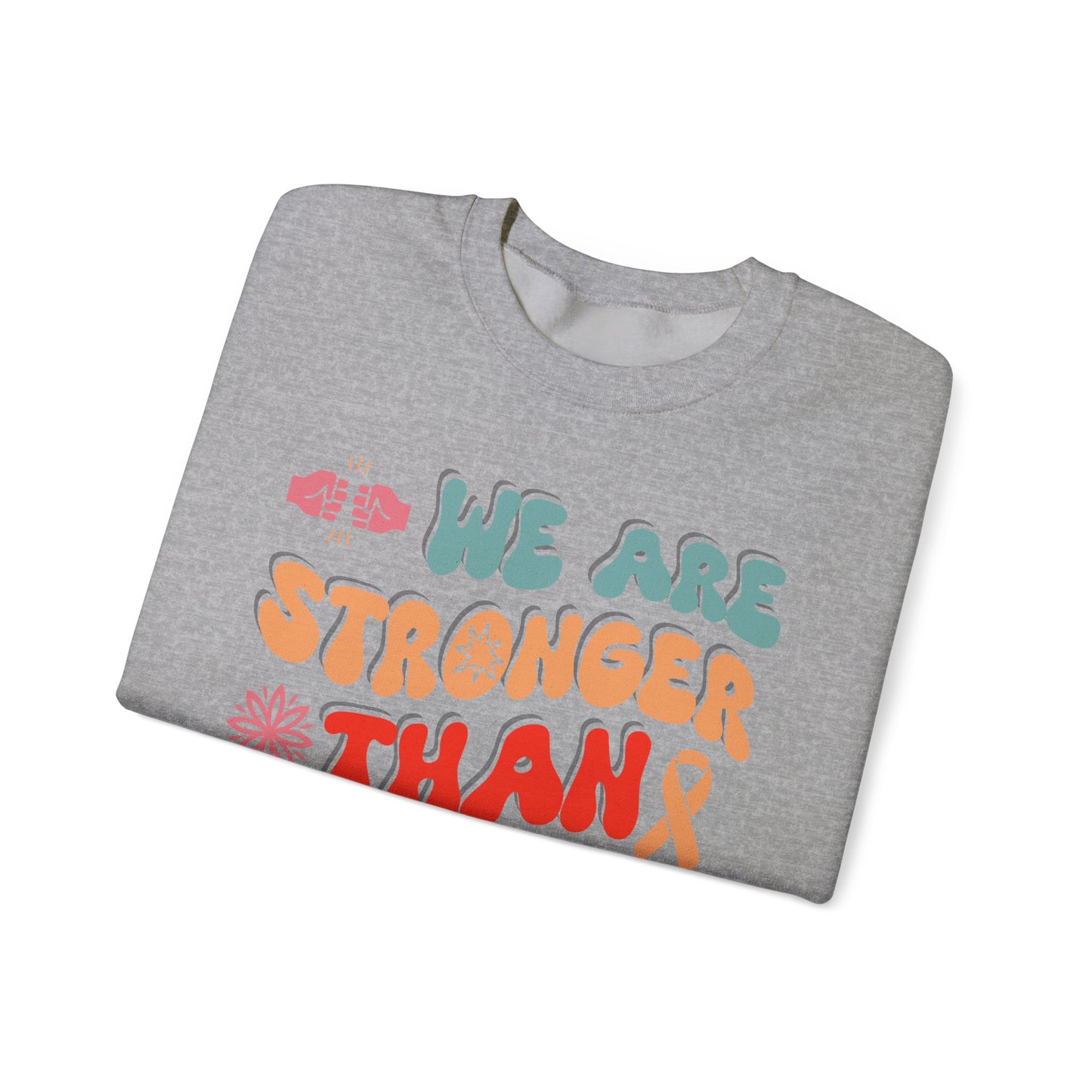 💪🌸 We Are Stronger Than Cancer Sweatshirt – Retro Breast Cancer Awareness Crewneck