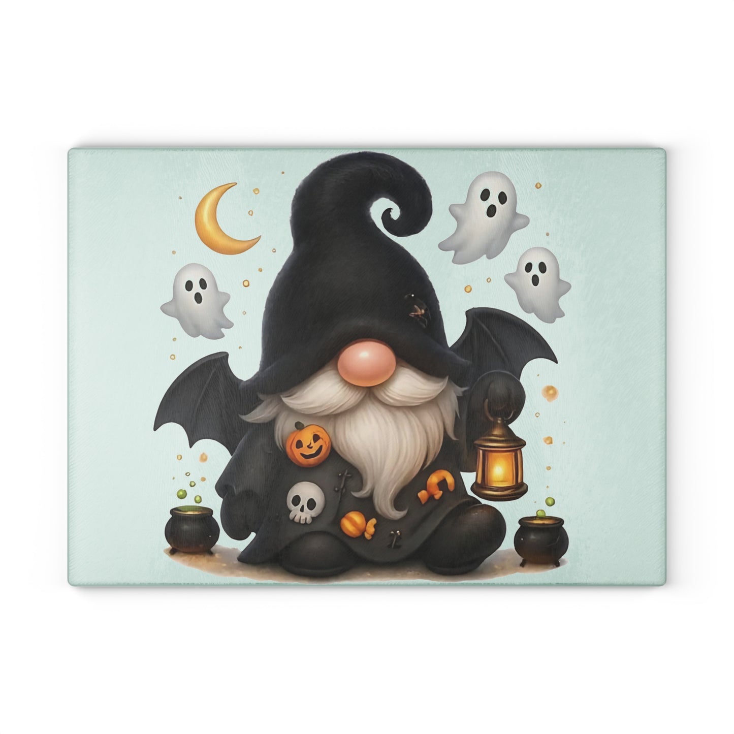 🎃🧙‍♂️ Spooky Halloween Gnome Cutting Board – Haunted Kitchen Décor with Ghosts & Lanterns 👻🕯️