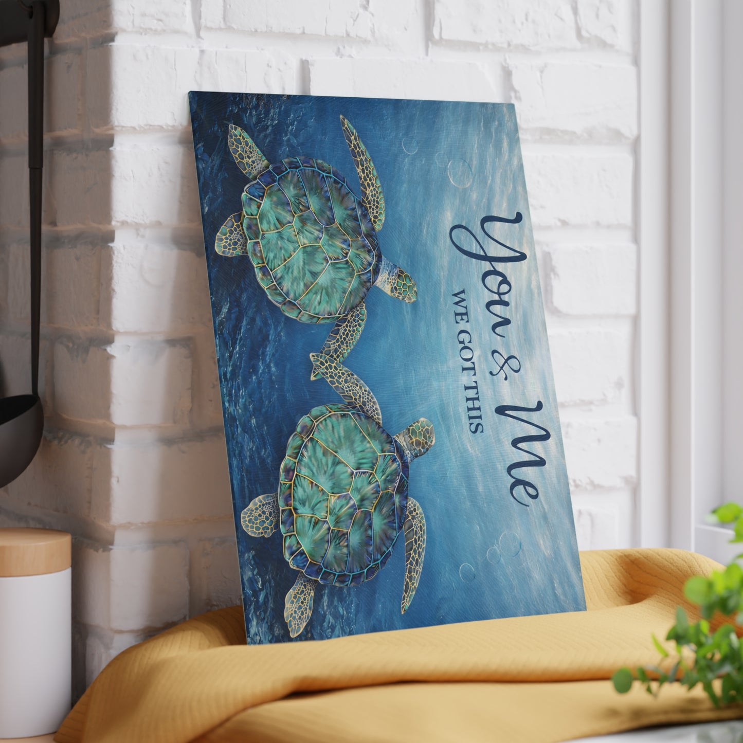You & Me Sea Turtle Glass Cutting Board – We Got This Inspirational Ocean Art Kitchen Decor